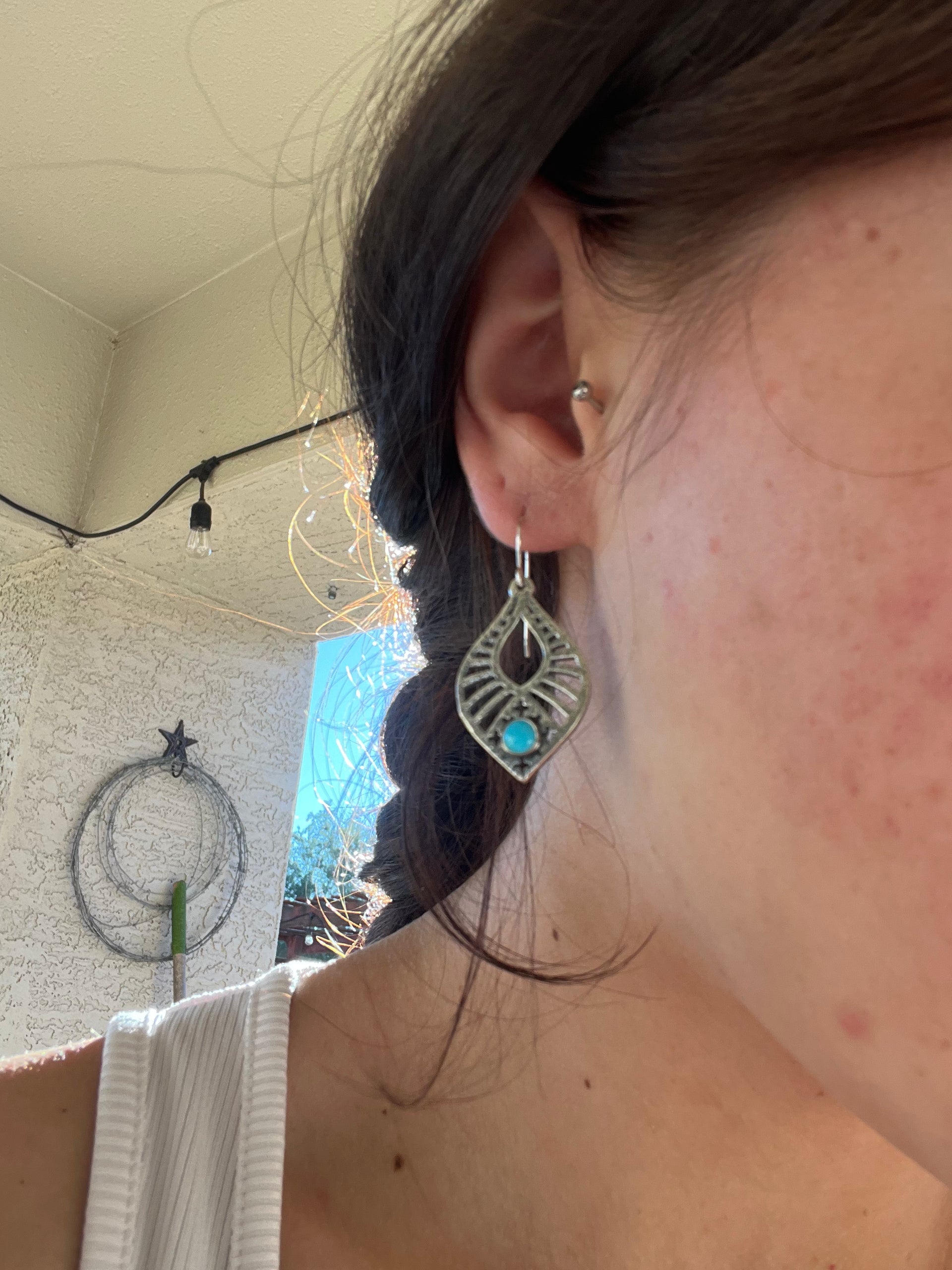 Harold Joe Kingman Turquoise & Sterling Silver Dangle Earrings