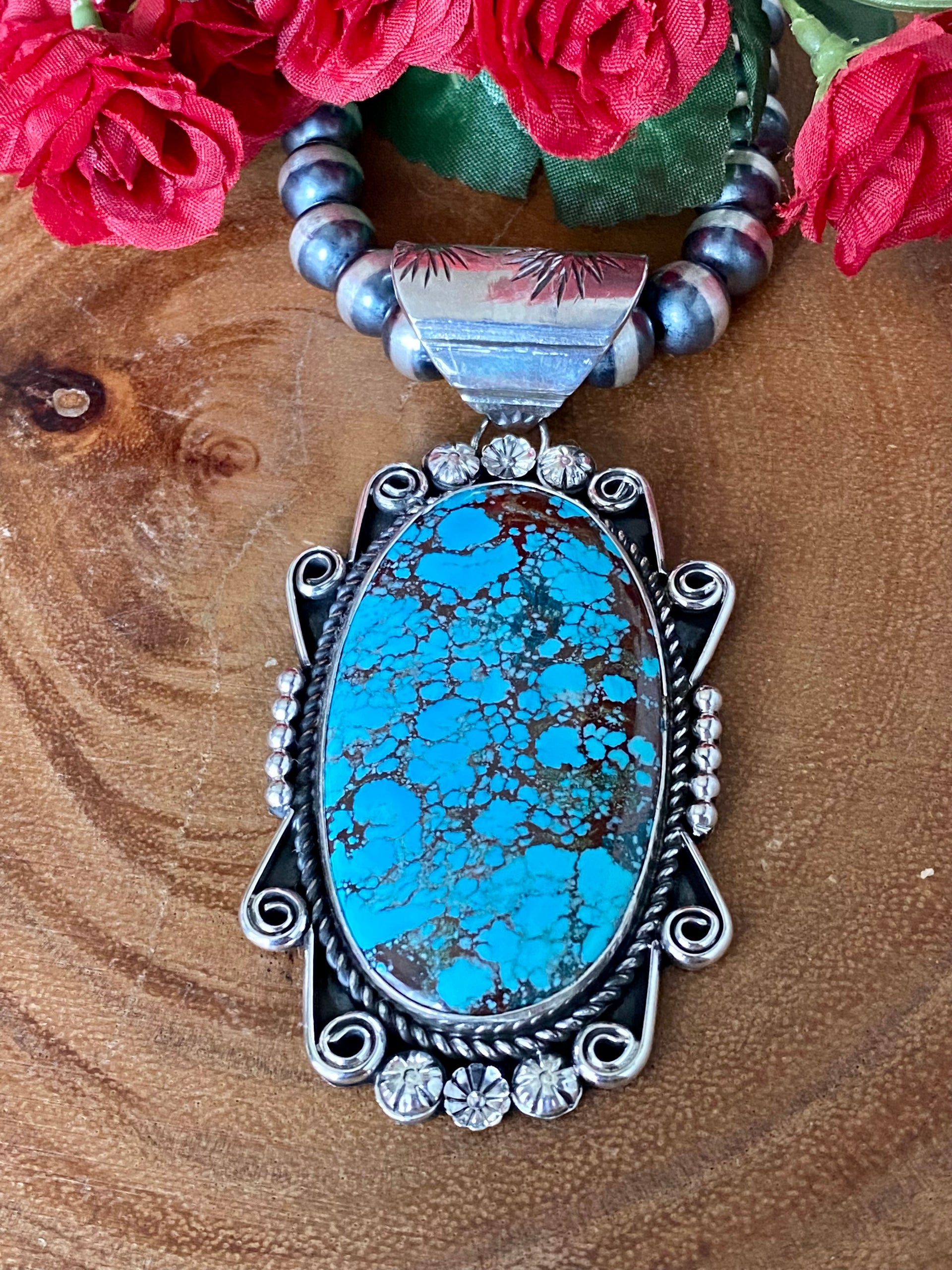 Damian Cotton Persian Turquoise & Sterling Silver Pendant