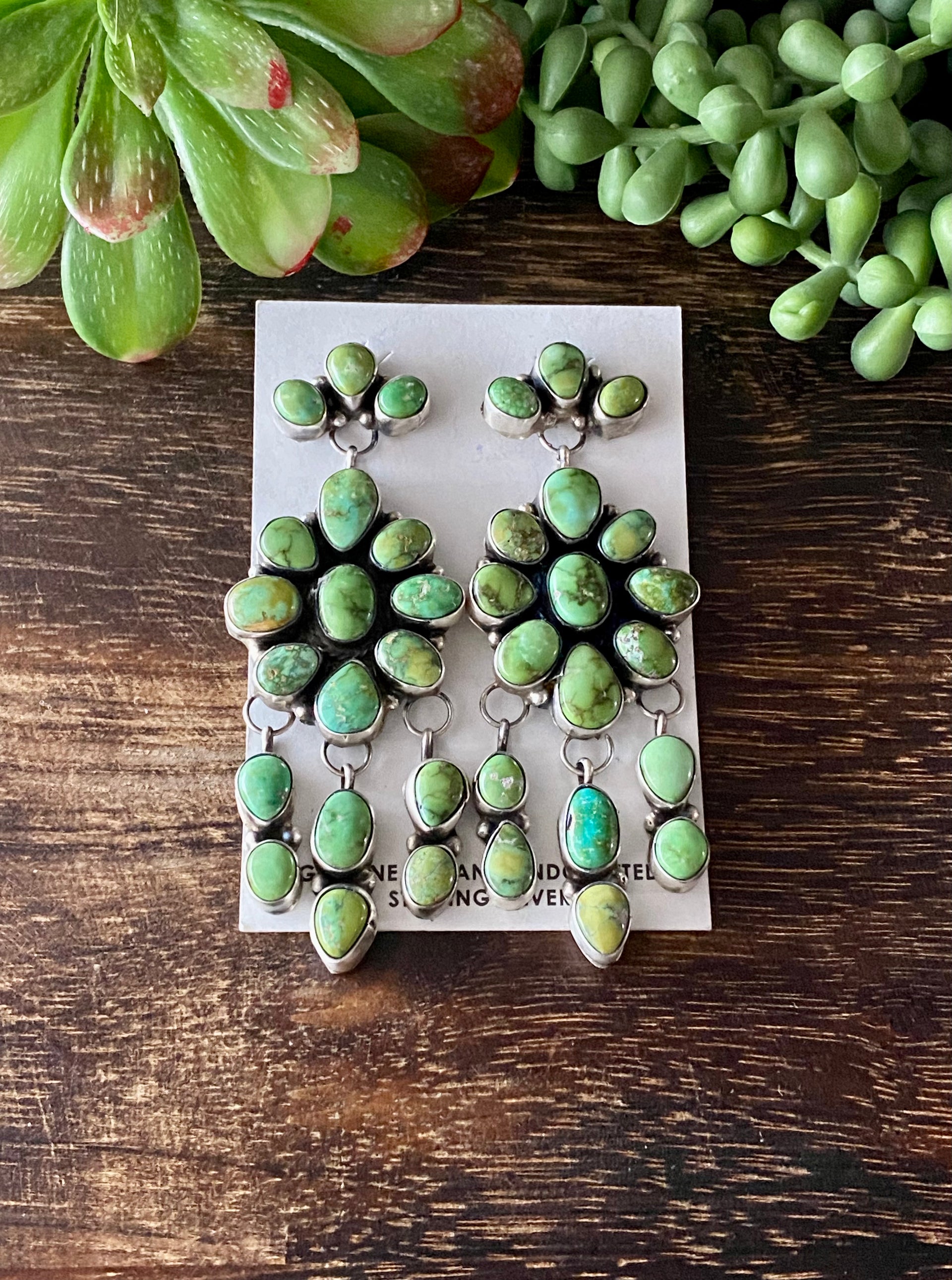 Ella Peters Sonoran Gold Turquoise & Sterling Silver Cluster Post Dangle Earrings