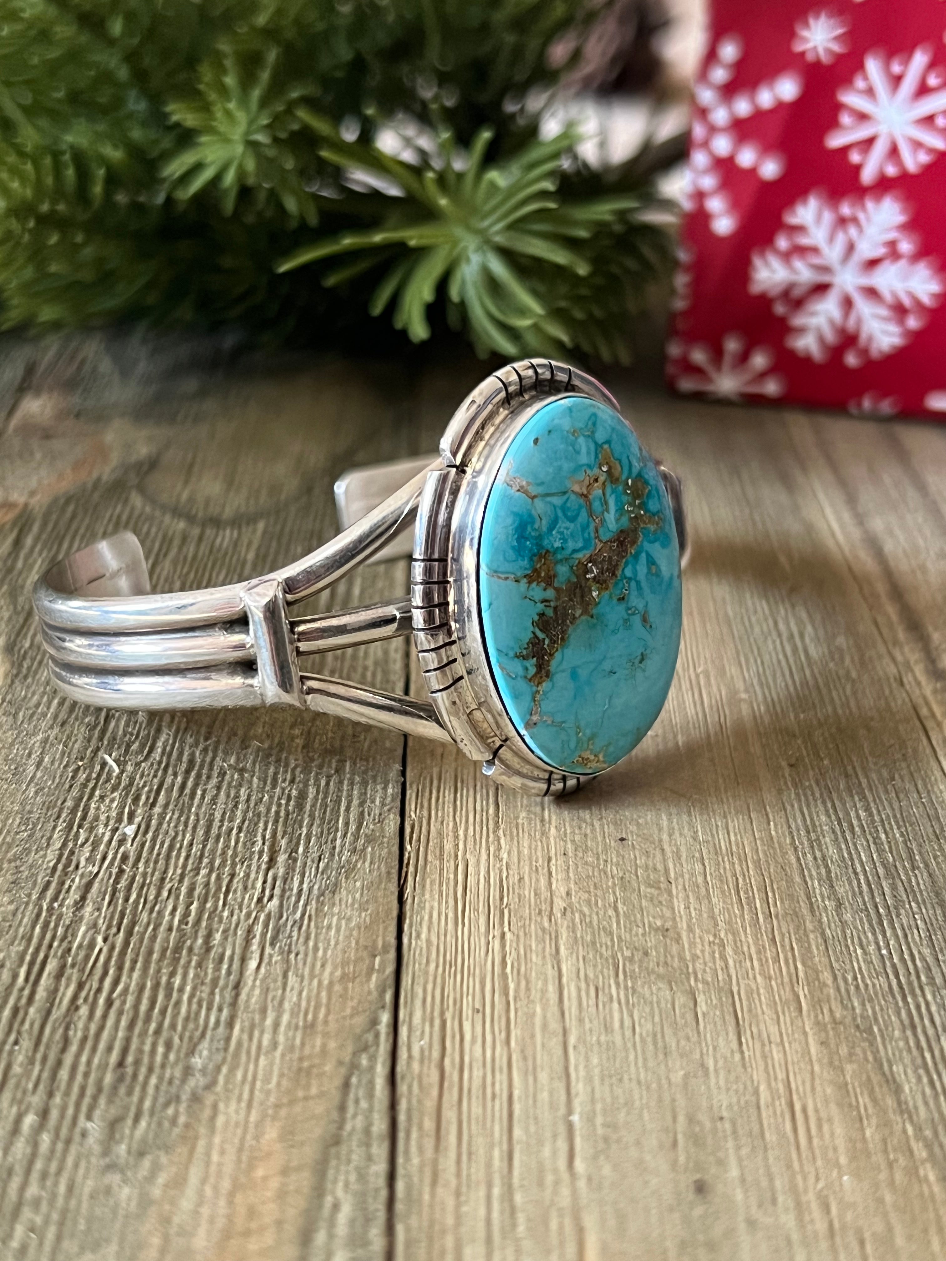 Navajo Made Sonoran Mountain & Sterling Silver Cuff Bracelet