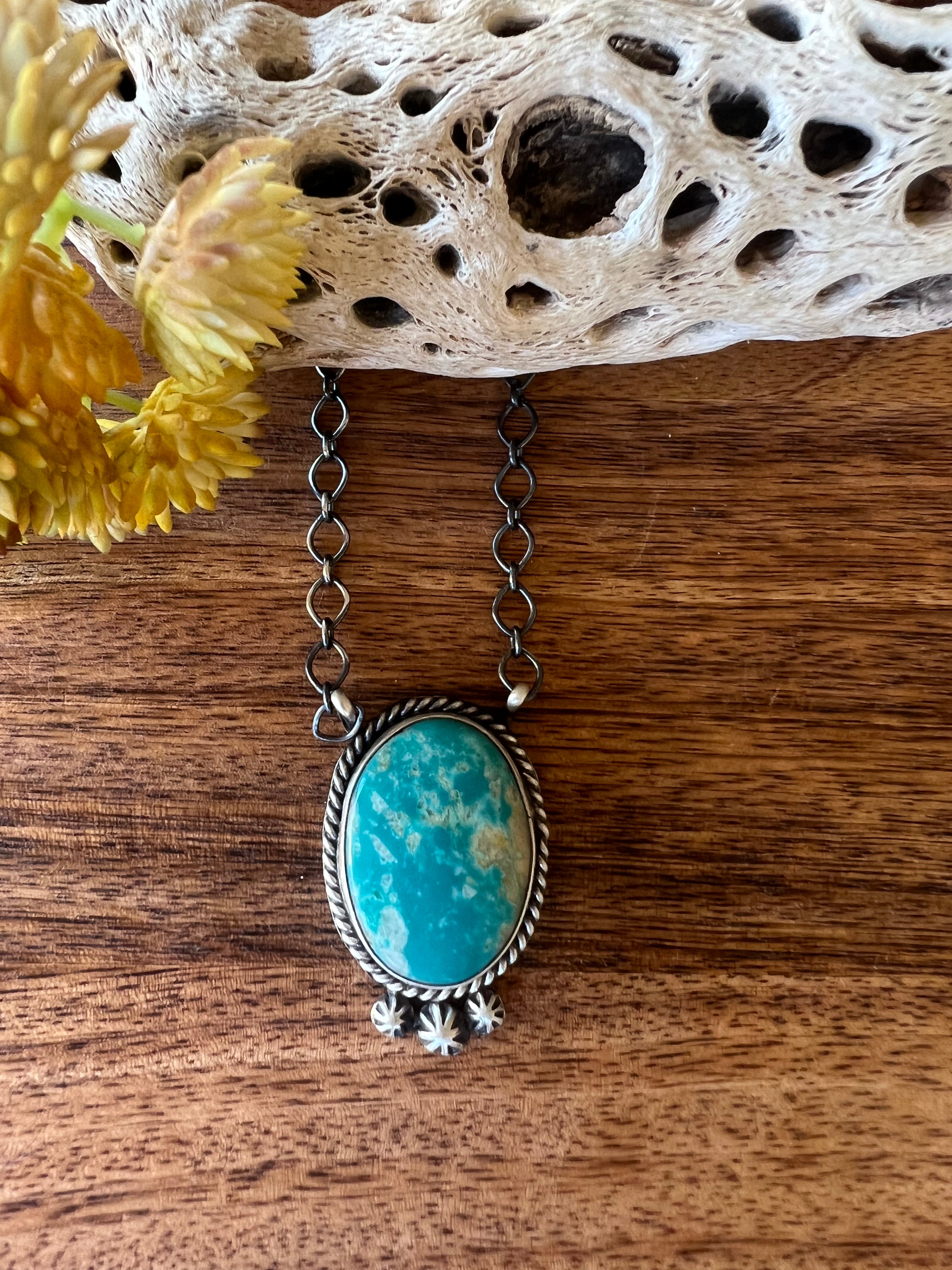 Shelia Becenti Kingman Turquoise & Sterling Silver Necklace