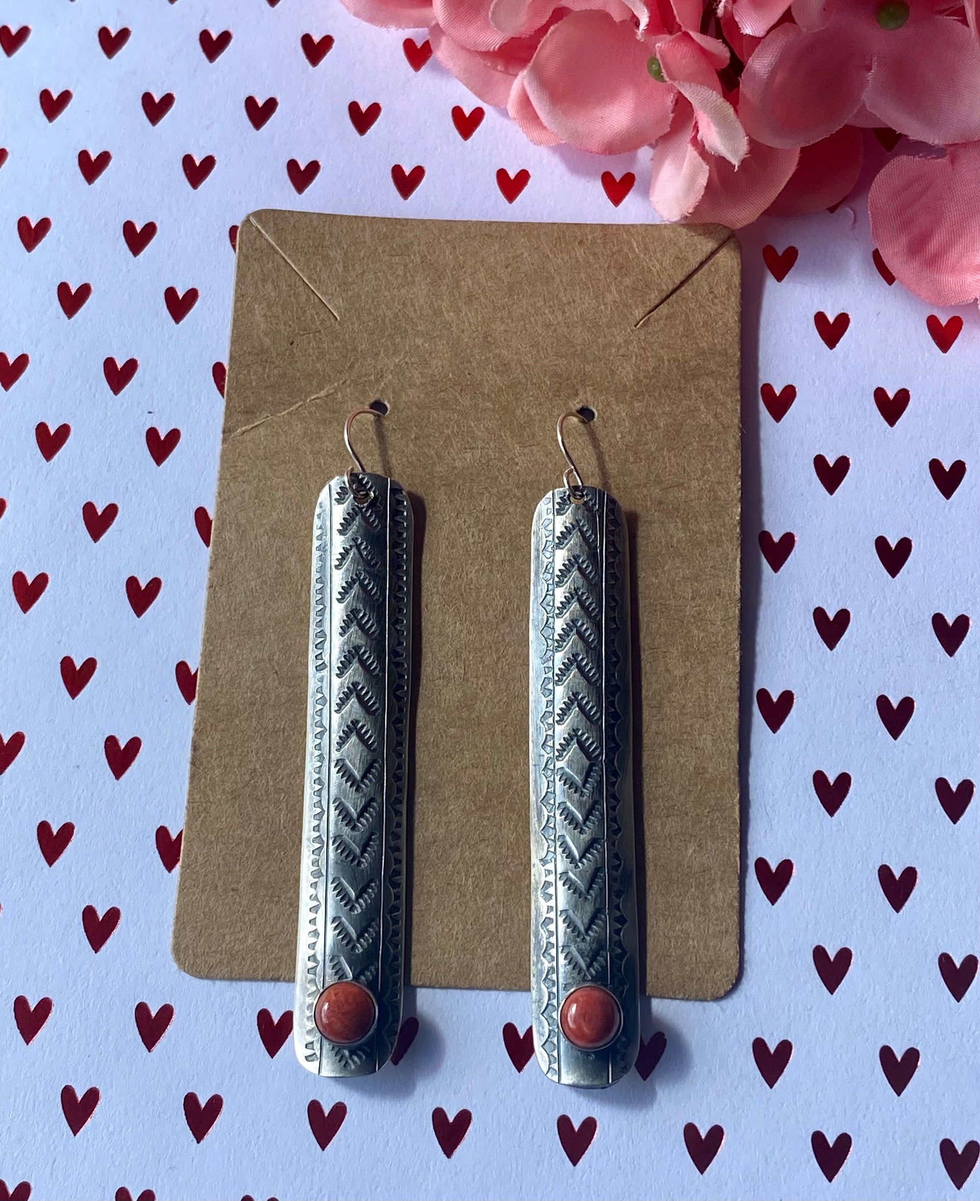 Boyd Ashley Red Spiny Oyster & Sterling Silver Dangle Earrings