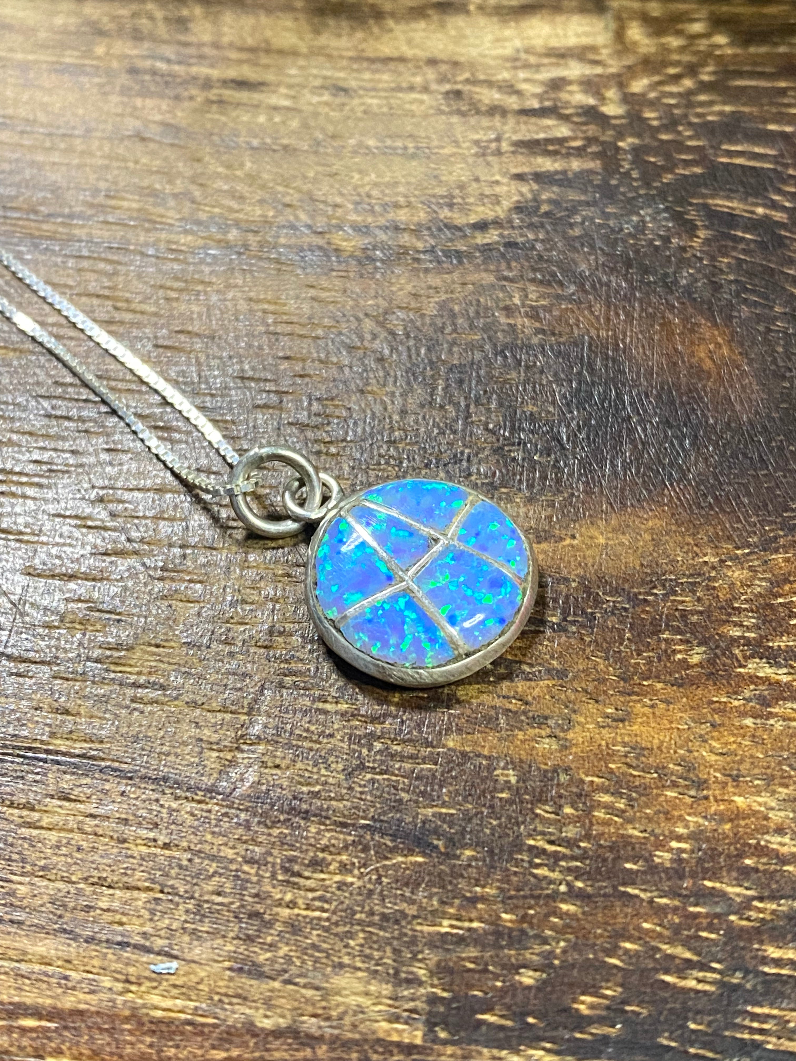Navajo Made Opal & Sterling Silver Inlay Pendant