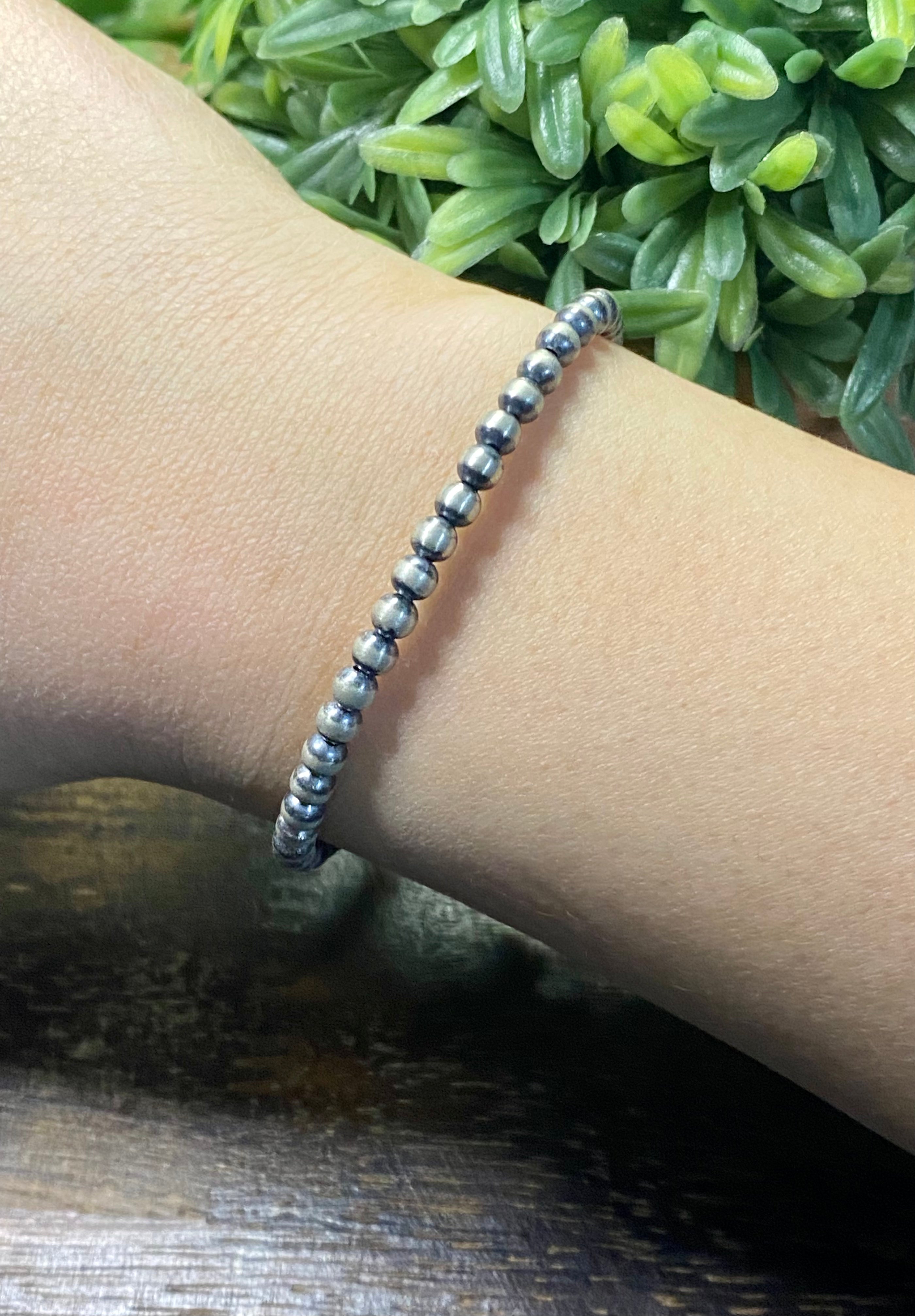 Navajo Strung Sterling Silver 4 MM Pearl Bracelets