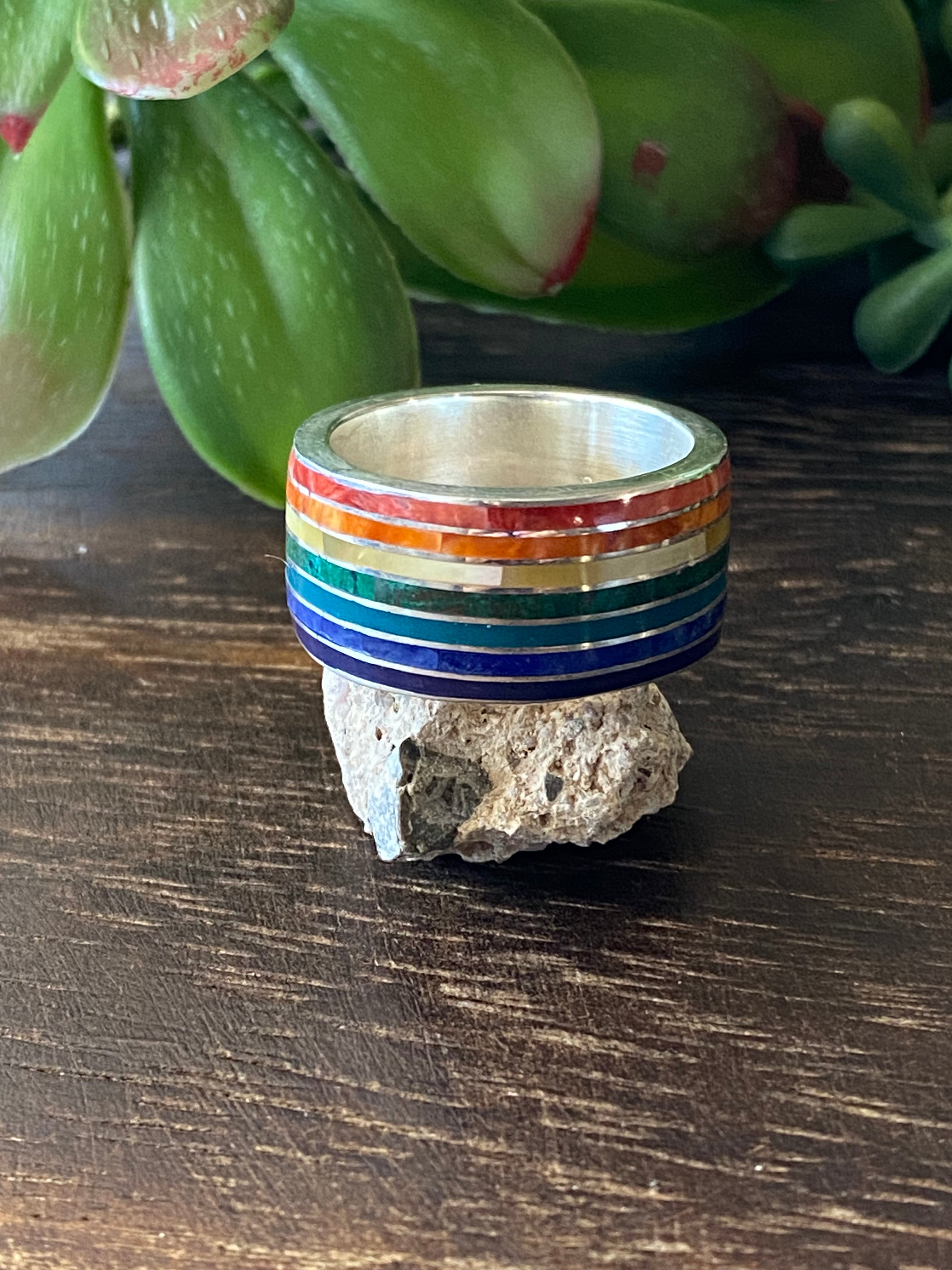 Southwest Handmade Multi Stone & Silver Inlay Rings