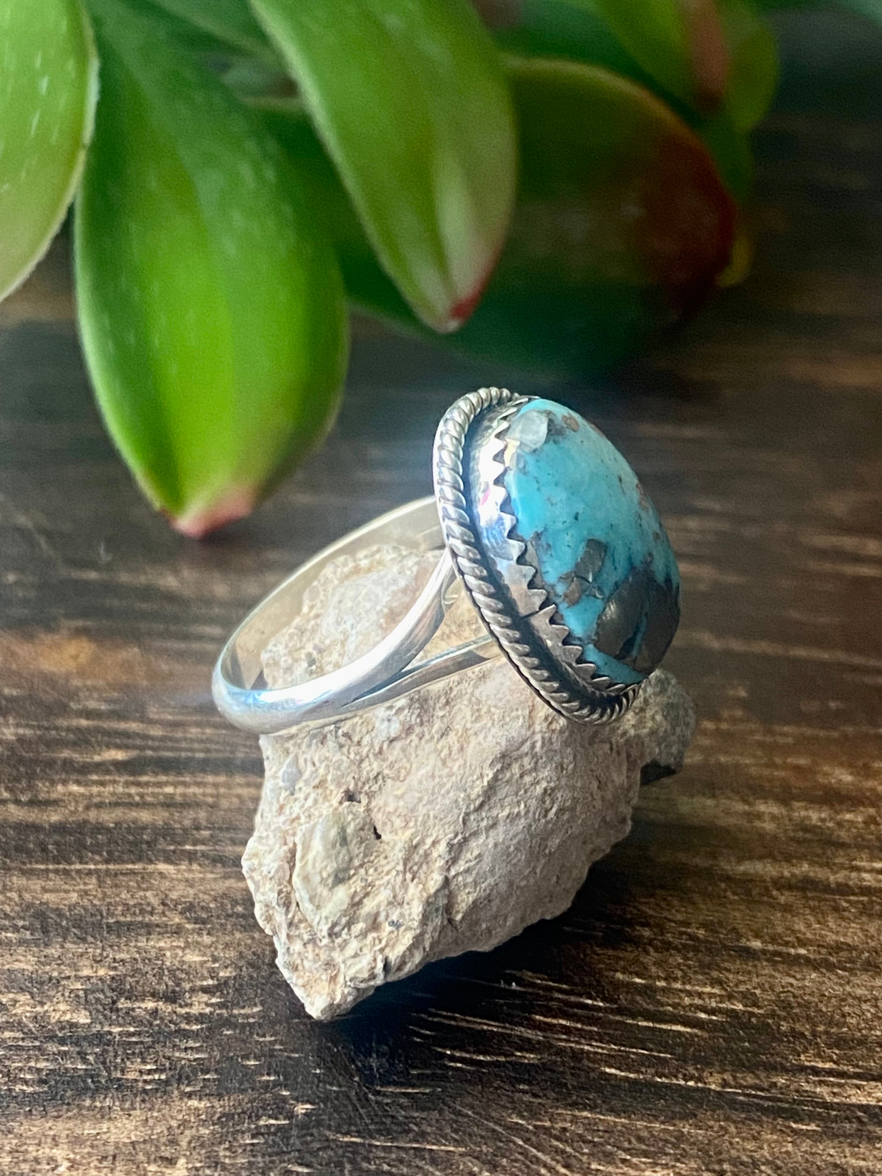 Navajo Made Turquoise & Sterling Silver Ring Size 6.25