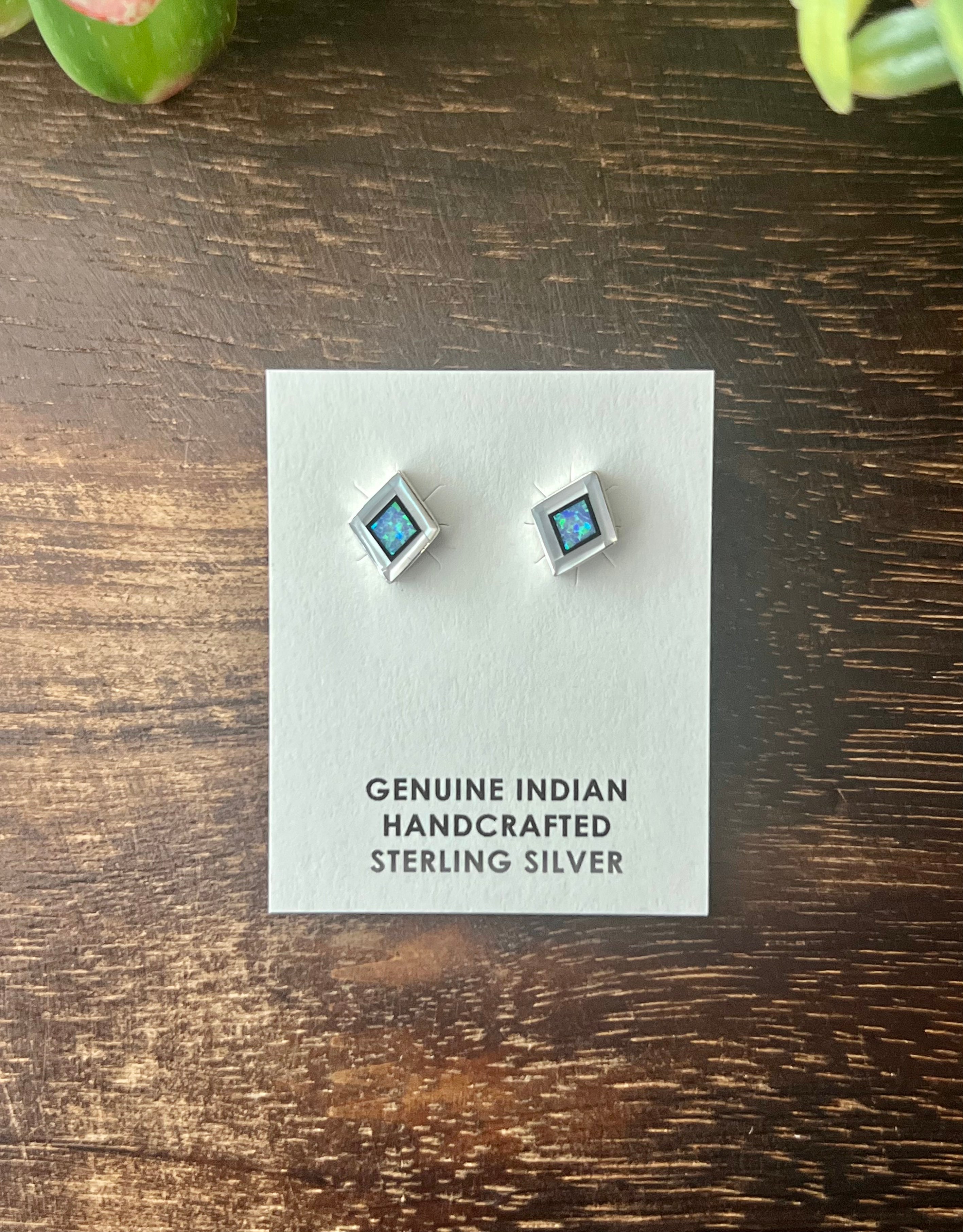 Zuni Made Multi Stone & Sterling Silver Earrings