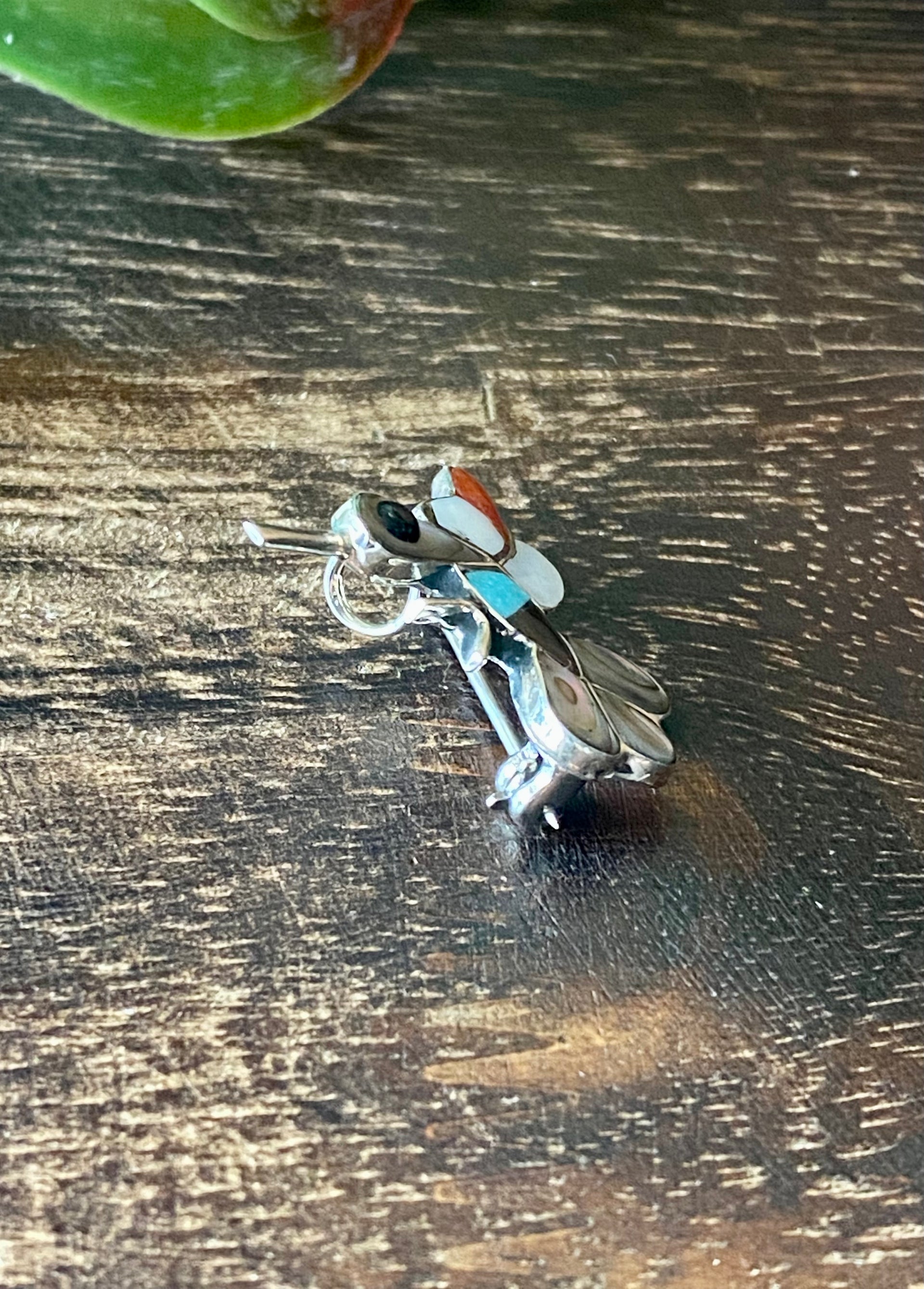 Deanna Edaakie Multi Stone & Sterling Silver Hummingbird Pin/Pendant