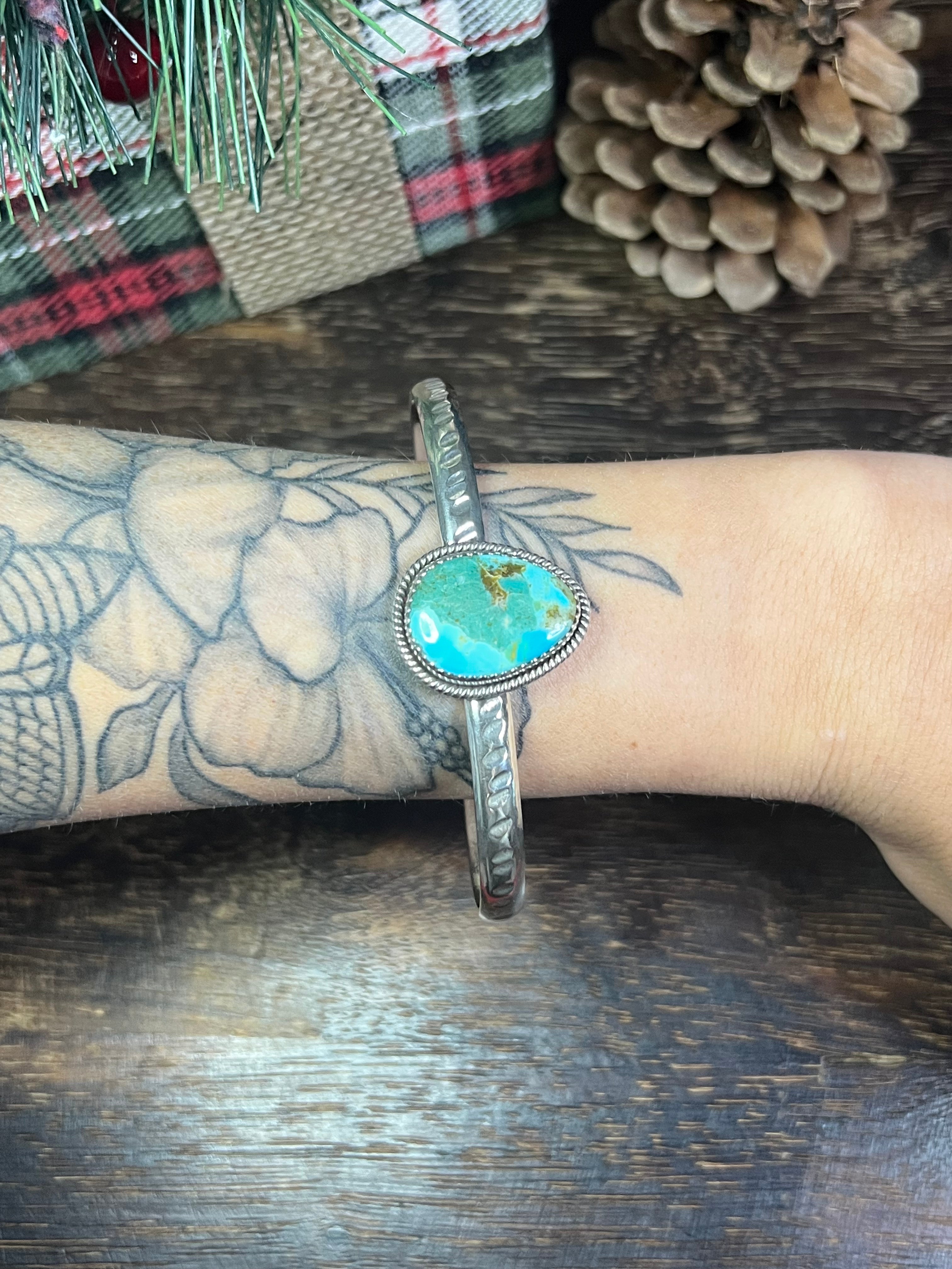 #6 Southwest Made Kingman Turquoise & Sterling Silver Cuff Bracelet