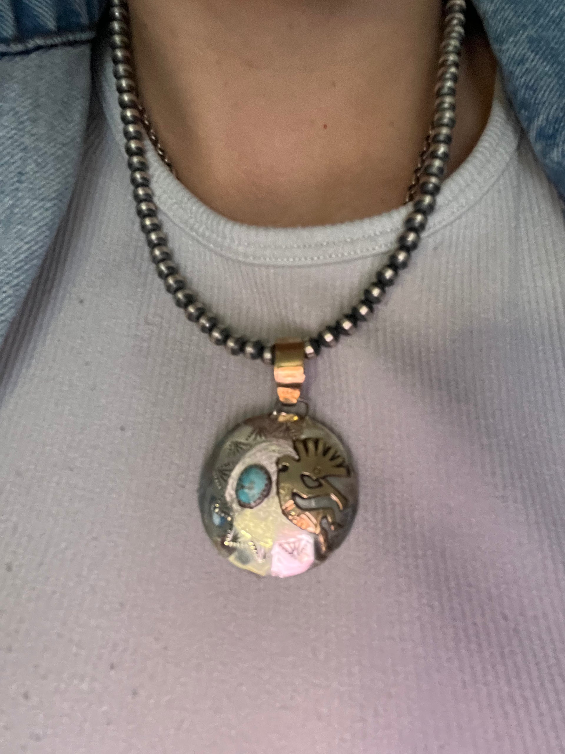 Navajo Made Golden Hill & Sterling Silver Pendant