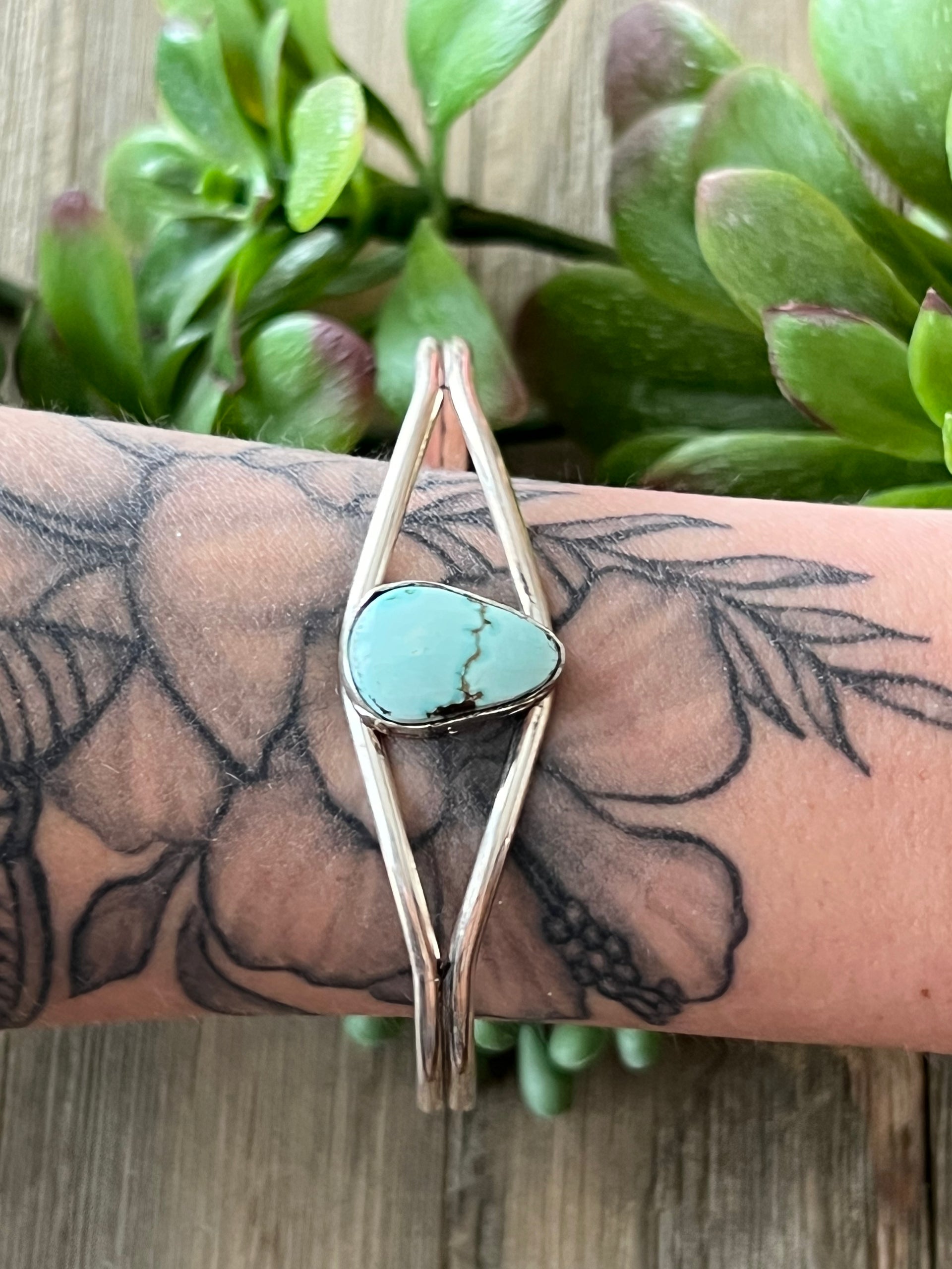 Navajo Made Sonoran Mountain & Sterling Silver Cuff Bracelet