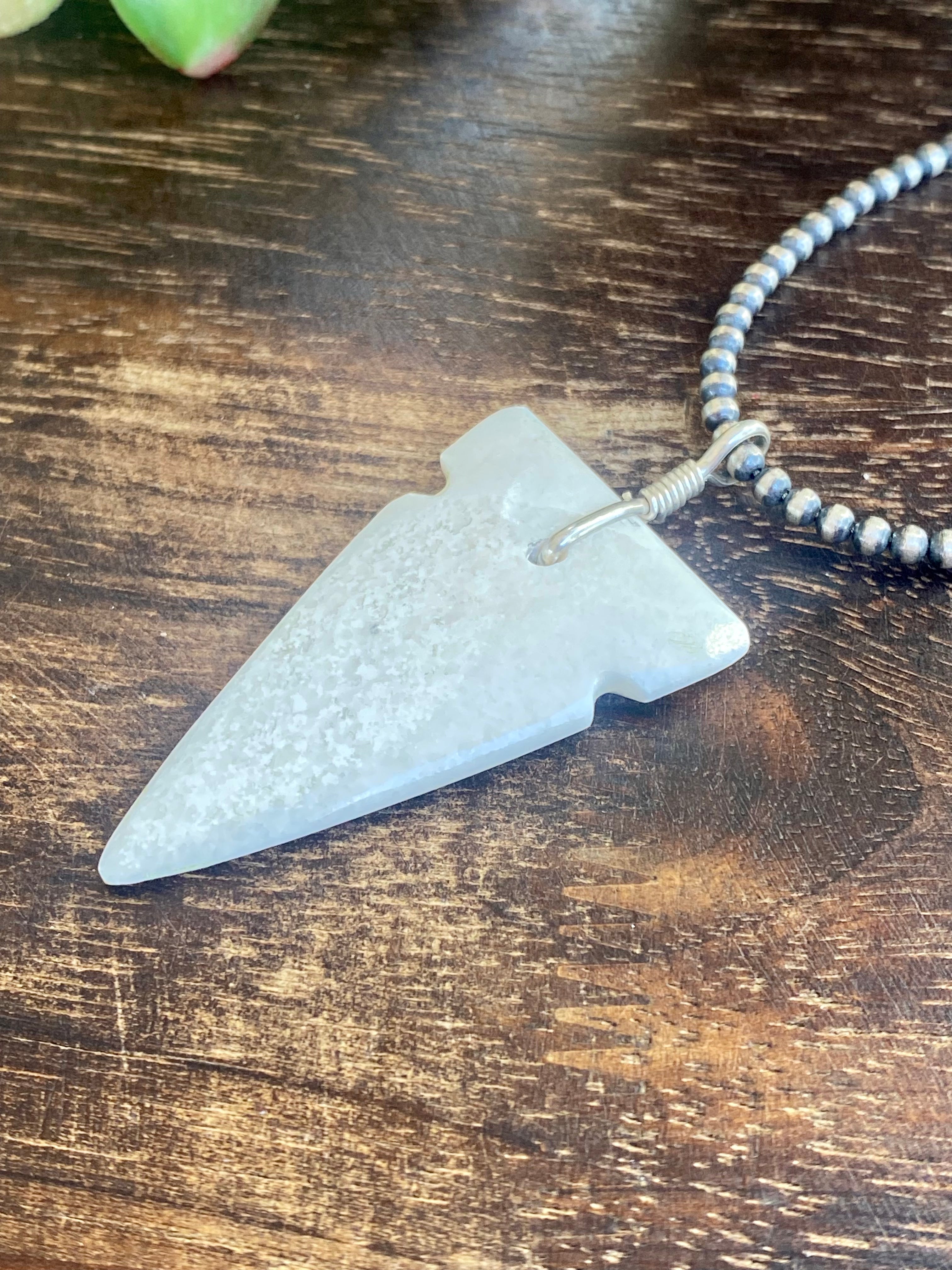 Navajo Made Jasper & Sterling Silver Arrowhead Pendant