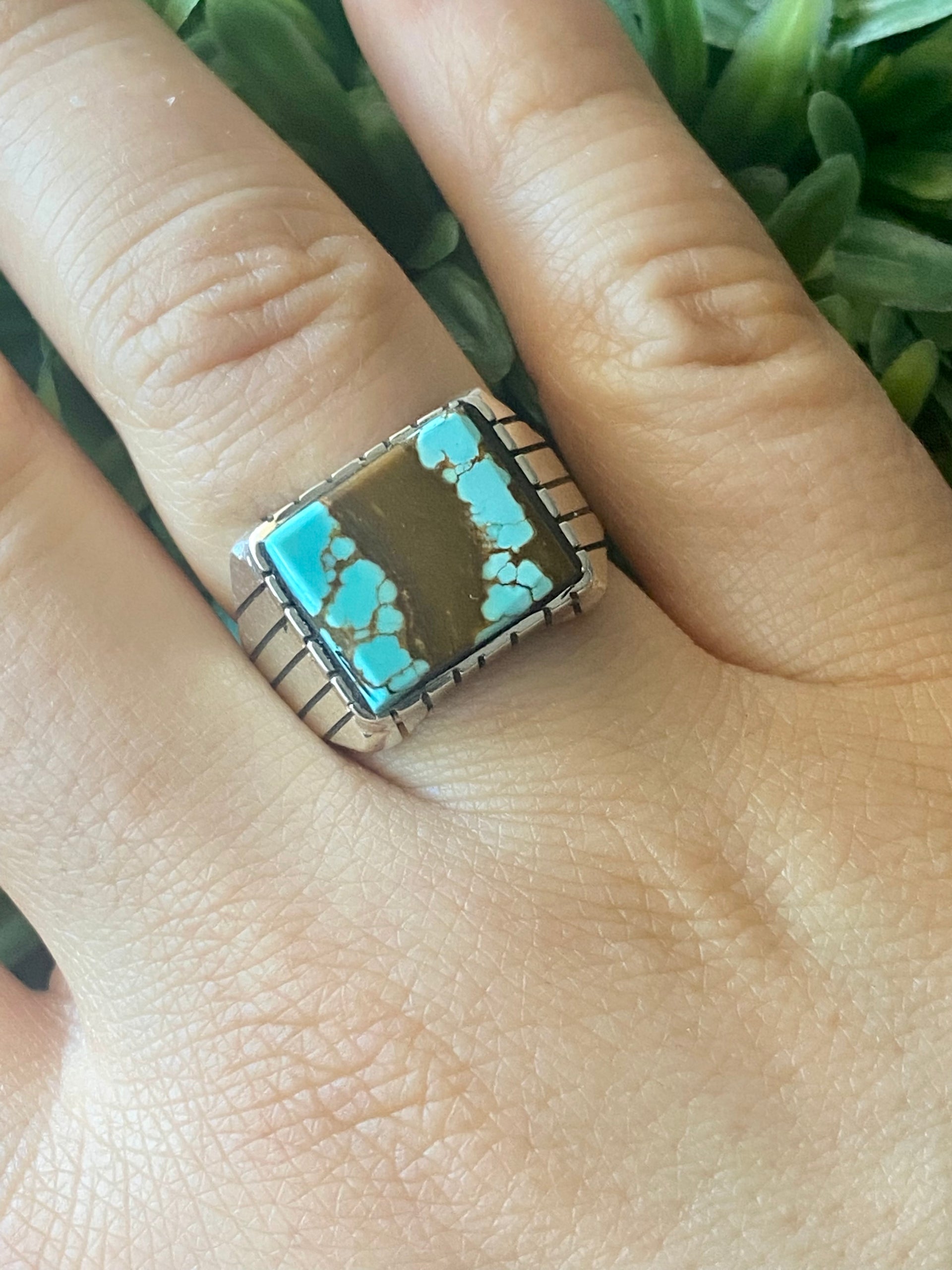 Trevor Jack #8 Turquoise & Sterling Silver Ring Size 9.5