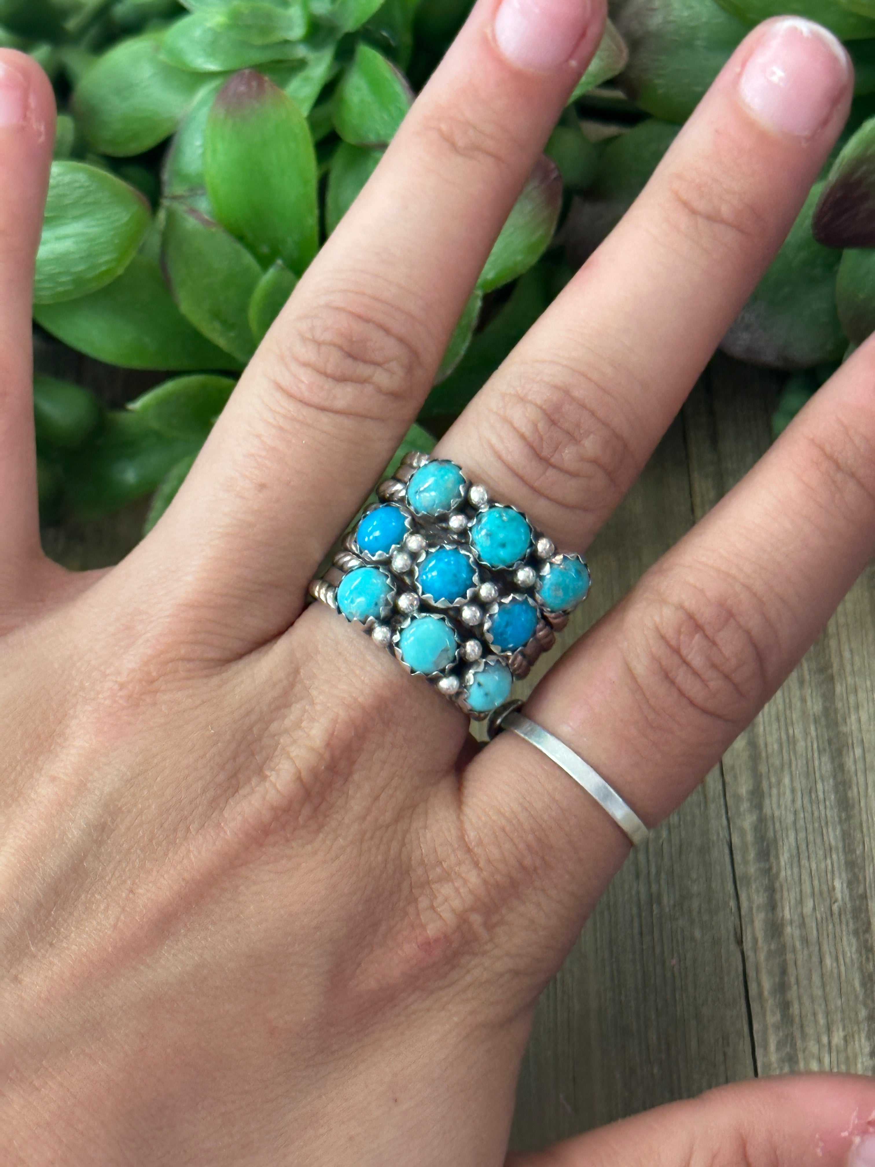 Navajo Made Kingman Turquoise & Sterling Silver Ring