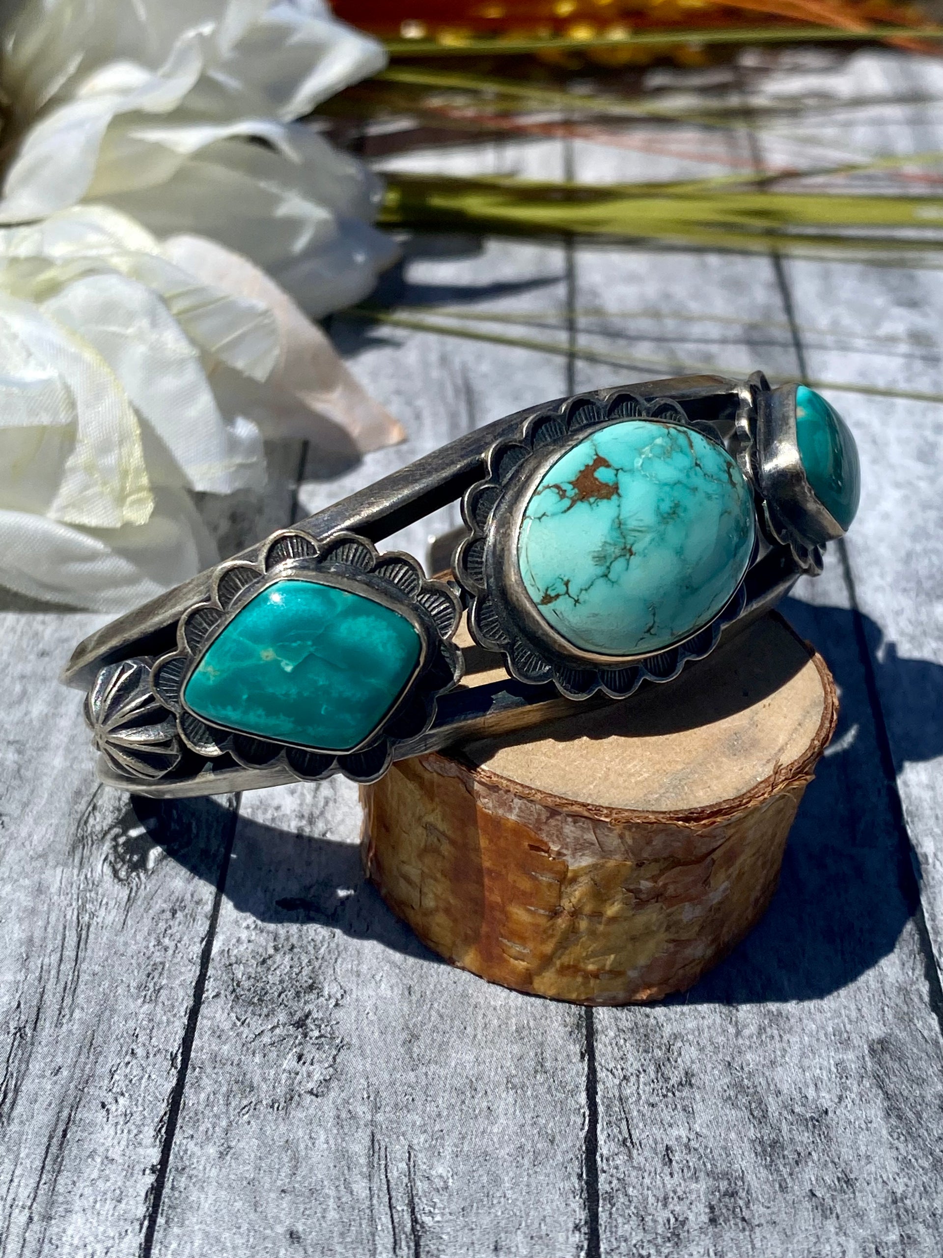Navajo Made Turquoise & Sterling Silver Cuff Bracelet