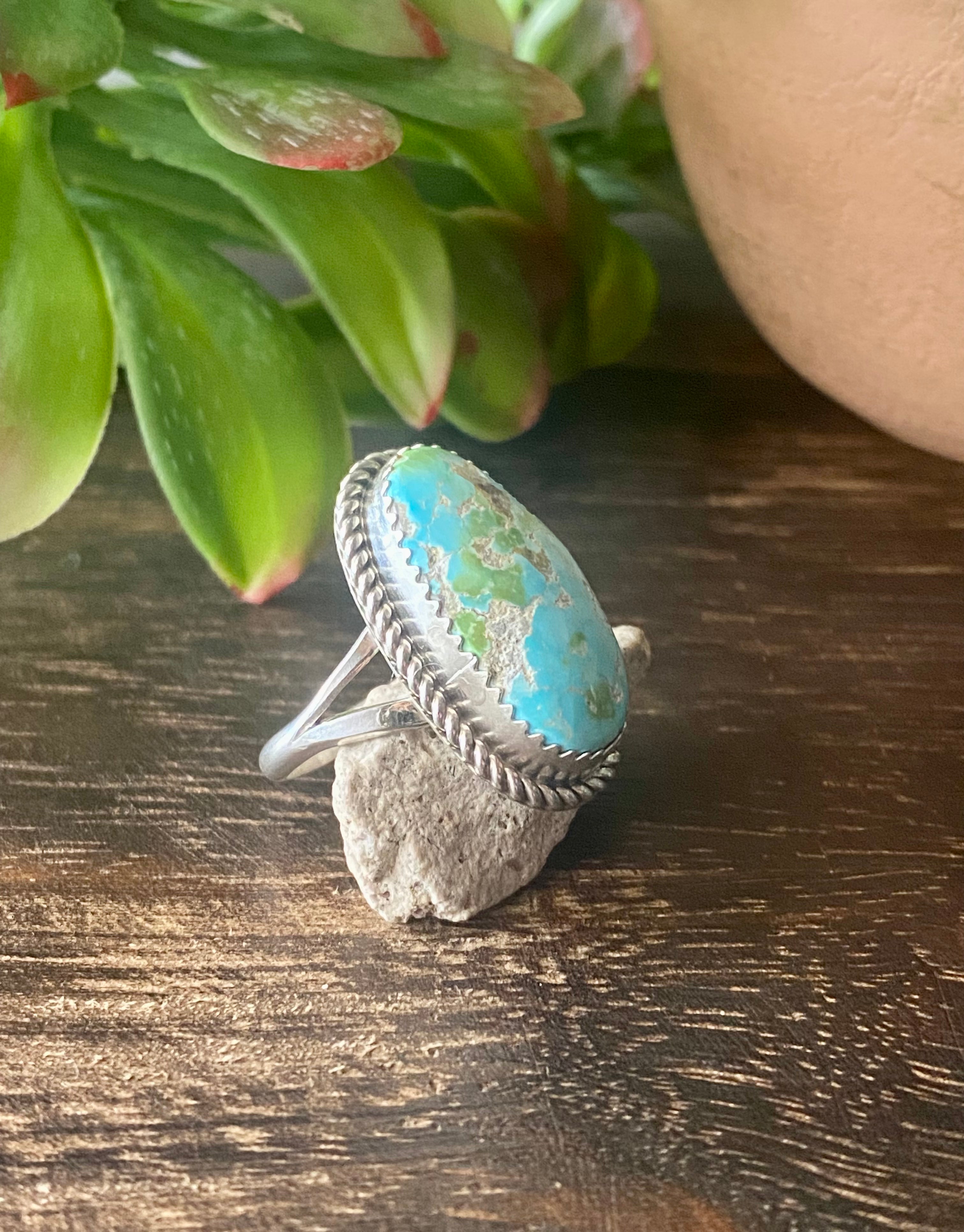 Reda Galvan Sonoran Mountain Turquoise & Sterling Silver Ring Size 8.5