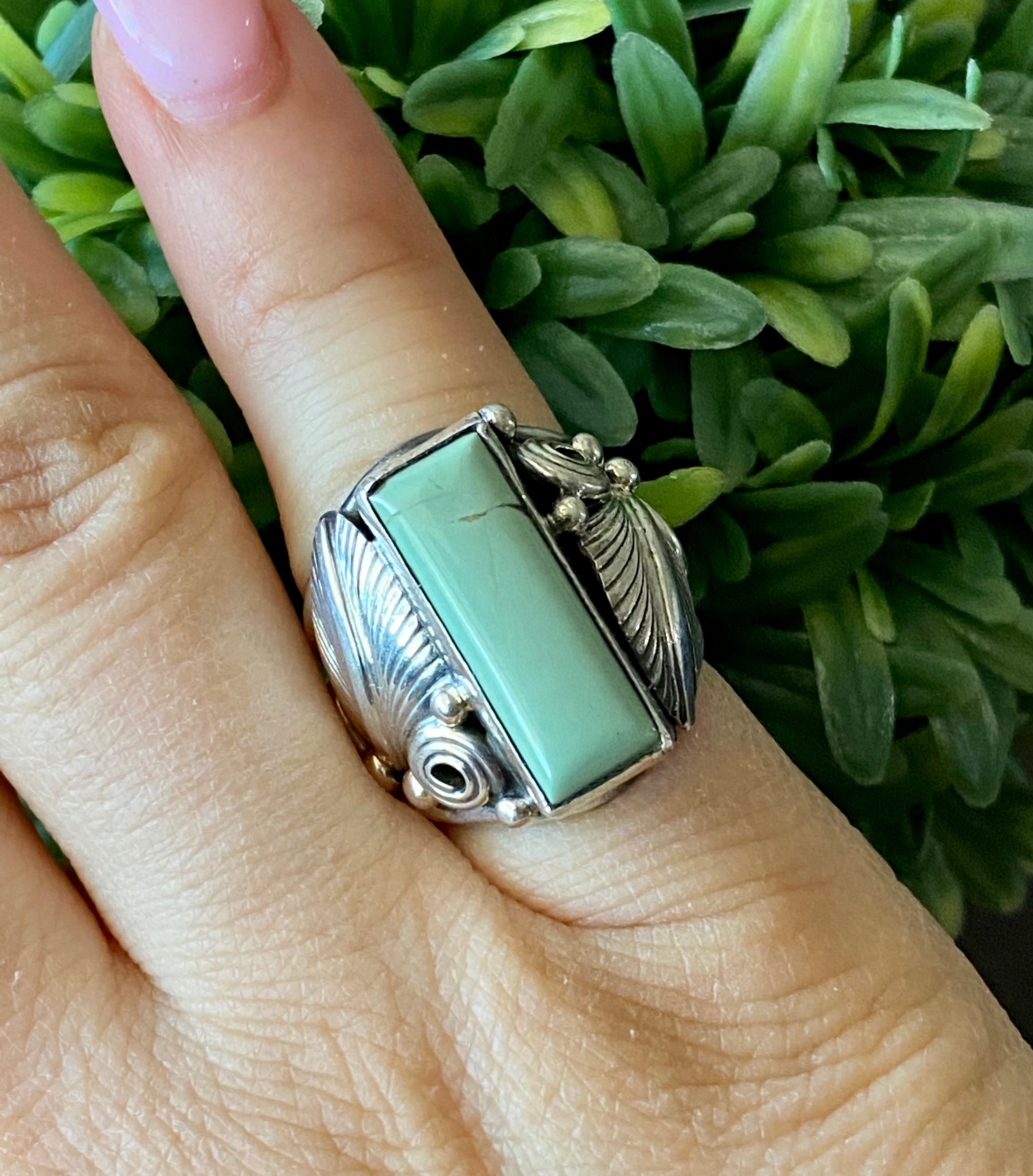 Navajo Made Royston Turquoise & Sterling Silver Ring Size 5.75