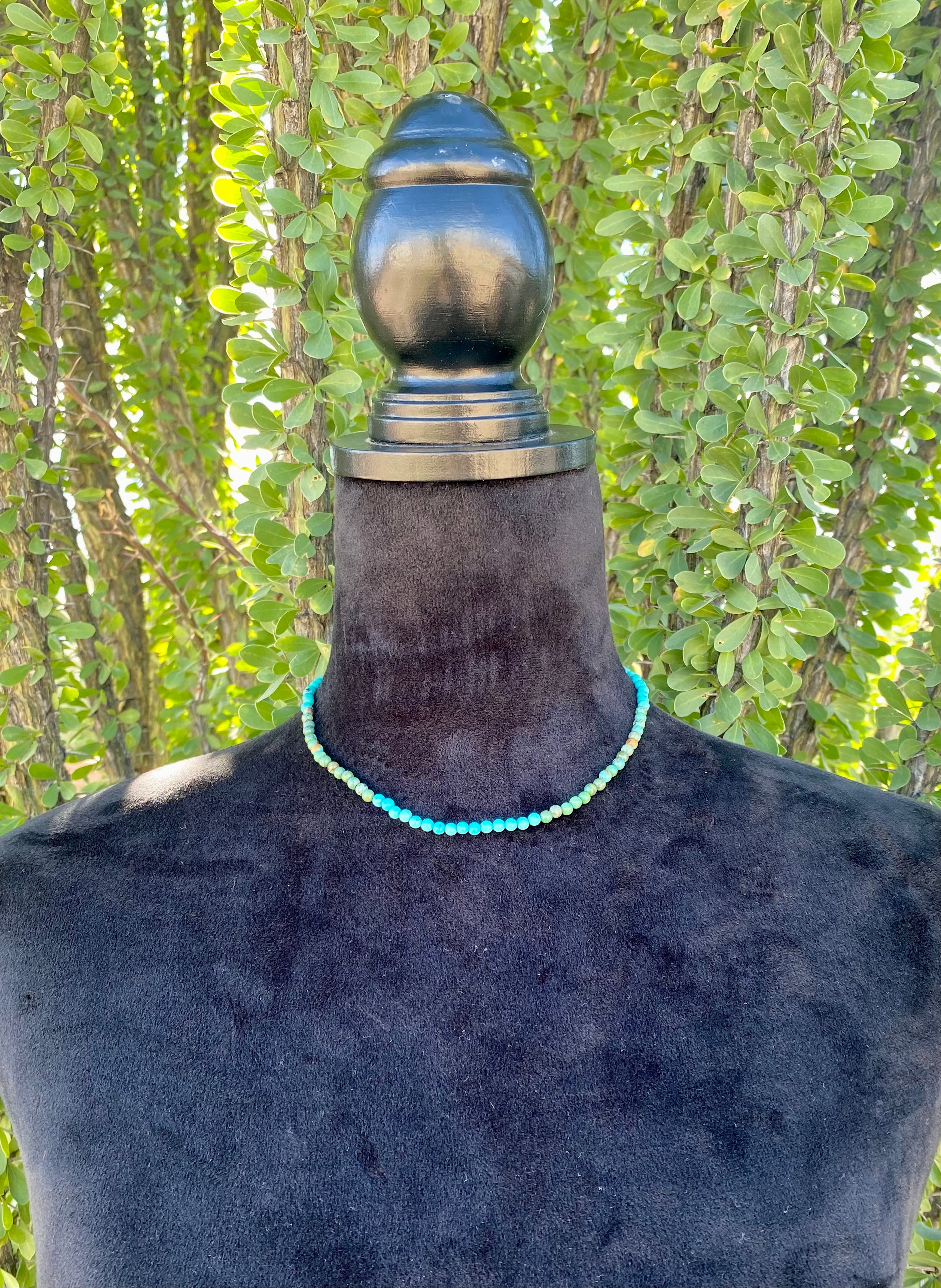 Navajo Made Multi Stone Turquoise & Sterling Silver Beaded Necklace