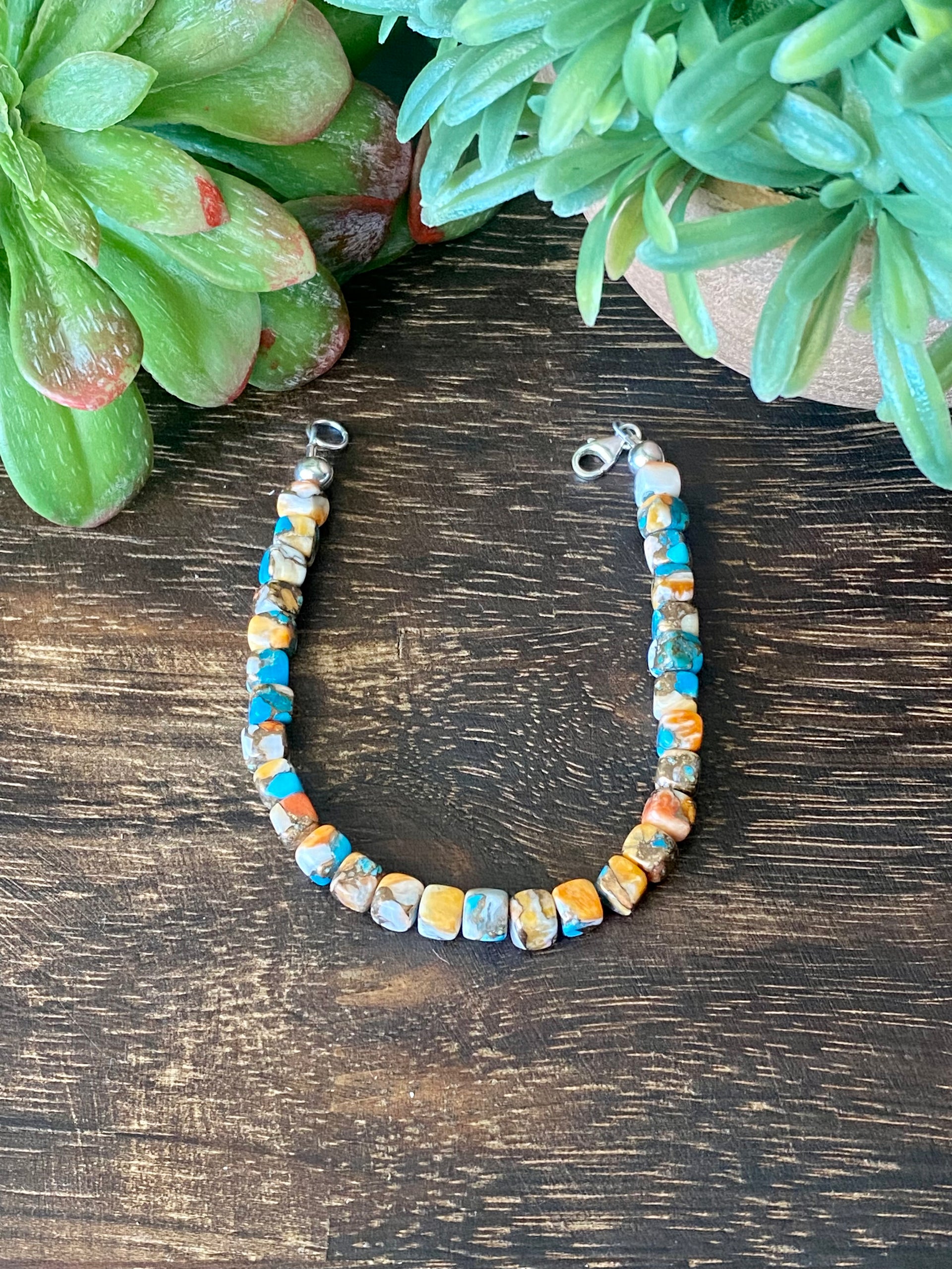 Handmade Southwest Mohave Turquoise & Sterling Silver Bracelet