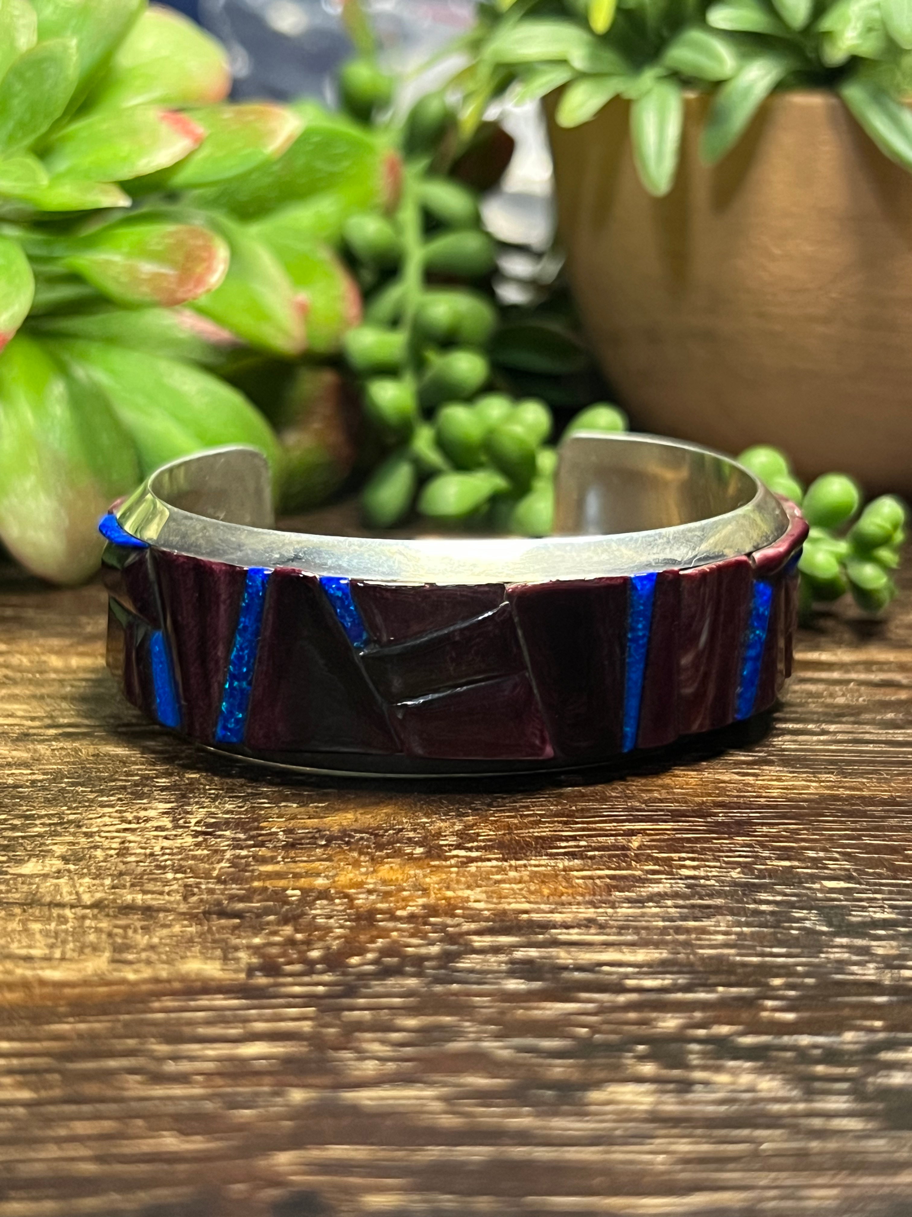 Navajo Made Multi Stone Inlay Cuff Bracelet