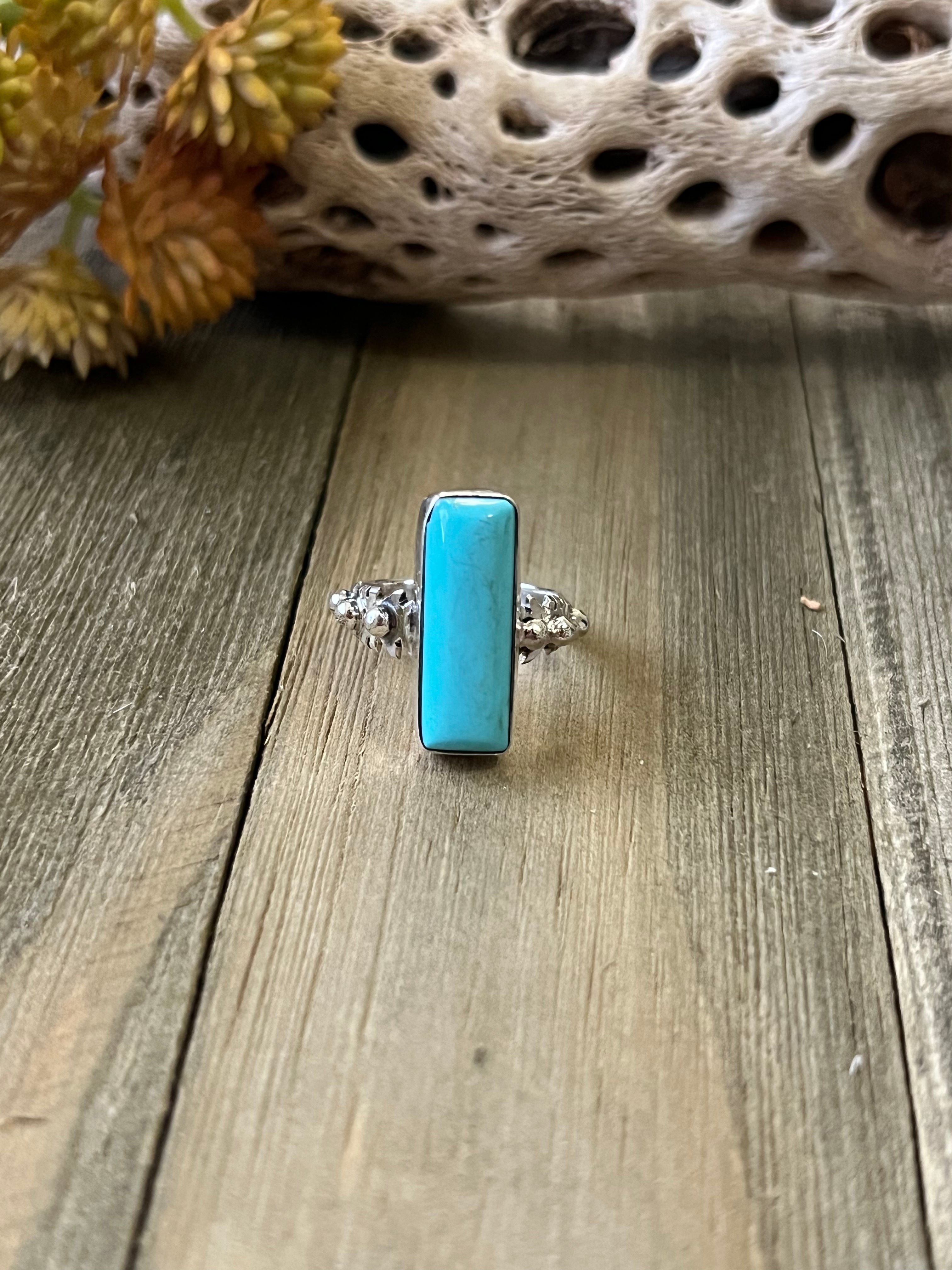 Navajo Made Kingman Turquoise & Sterling Silver Ring Size 6