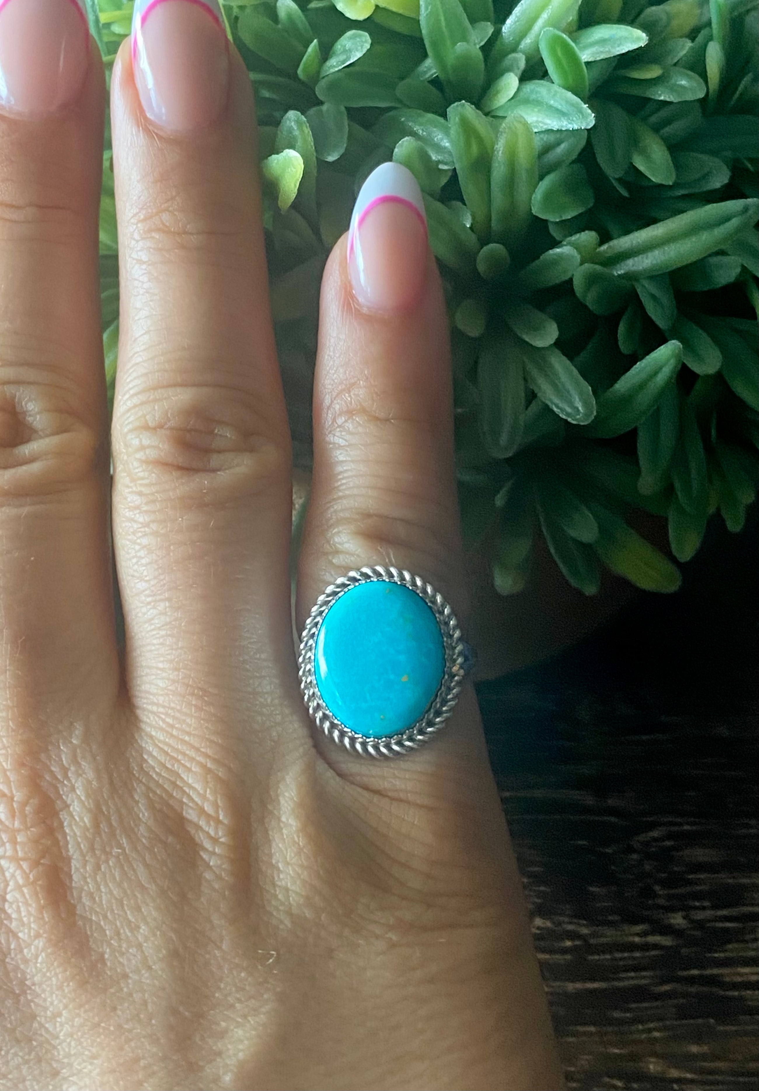 Reda Galvan Royston Turquoise & Sterling Silver Ring Size 6.25