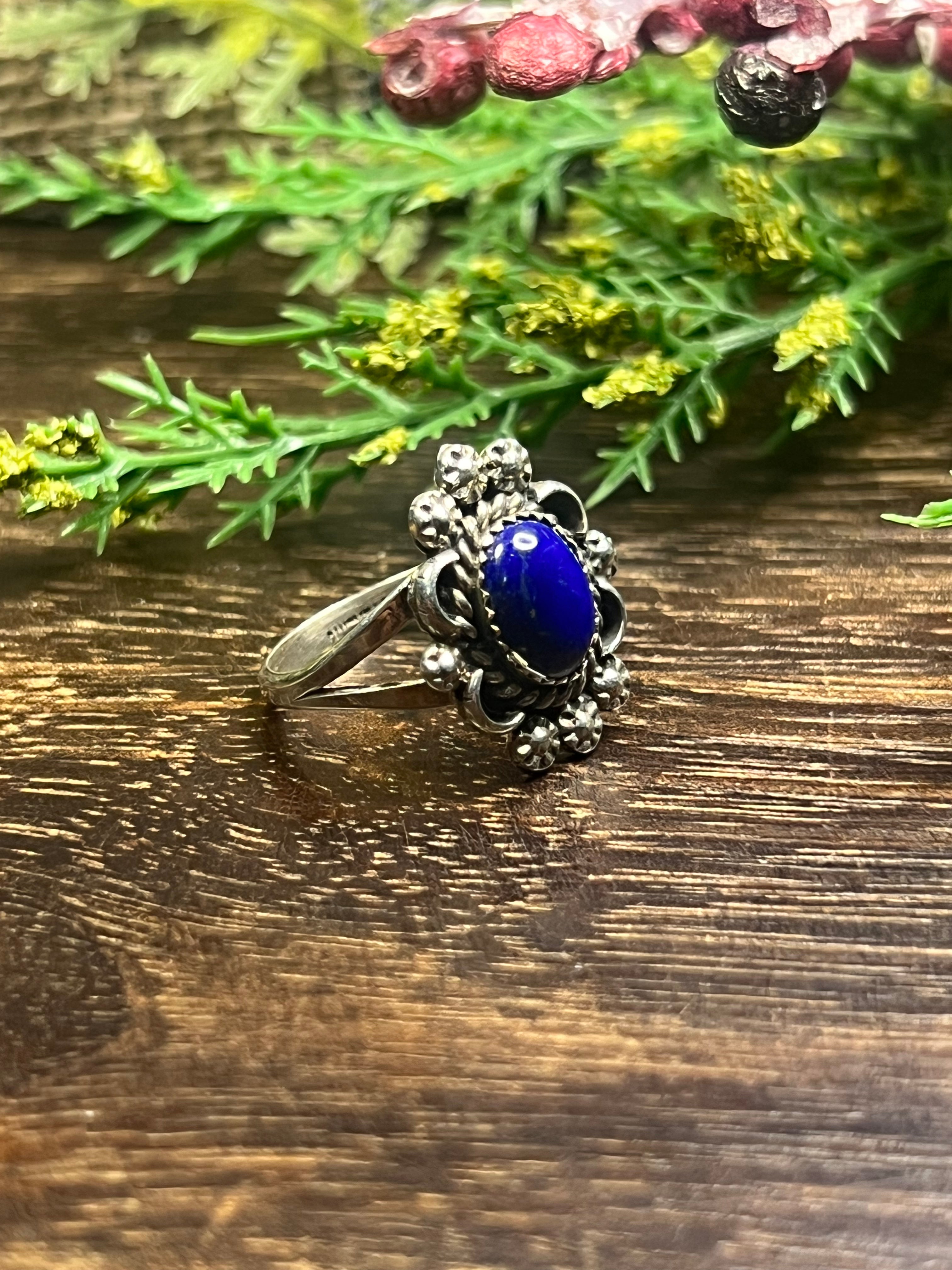 Freda Martinez Lapis & Sterling Silver Ring Size 8