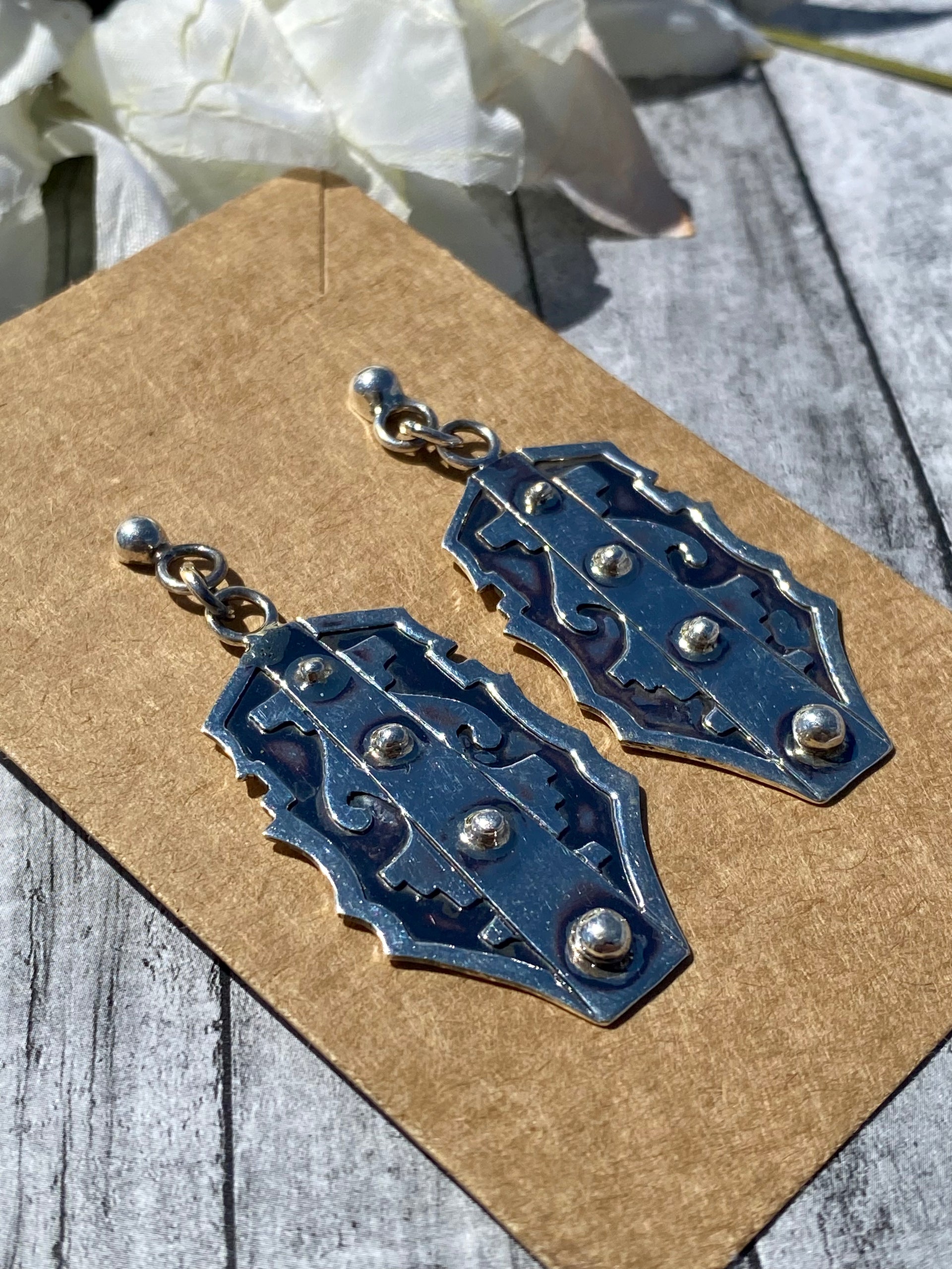 Navajo Made Sterling Silver Post Dangle Earrings