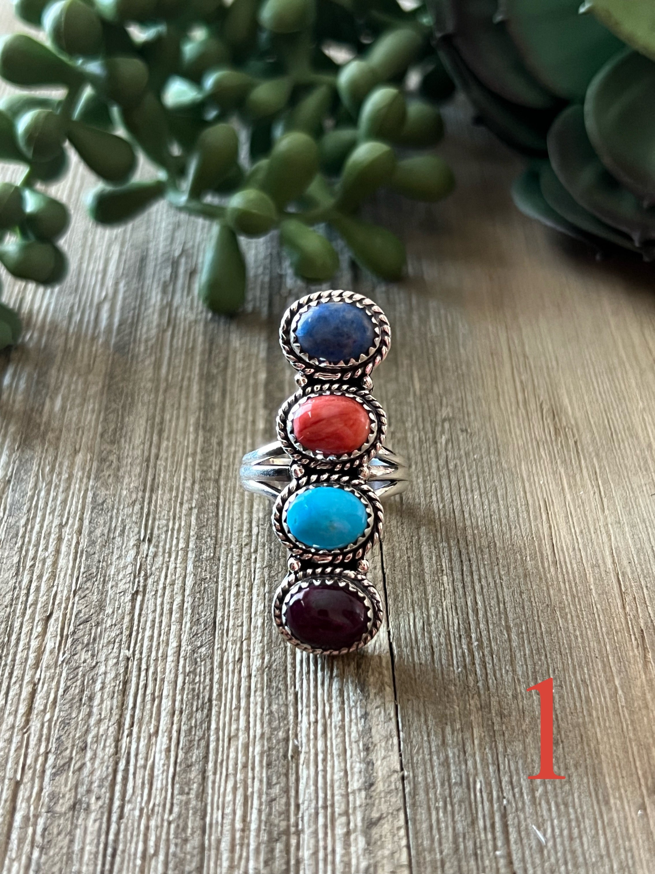 Southwest Made Multi Stone & Sterling Silver Ring