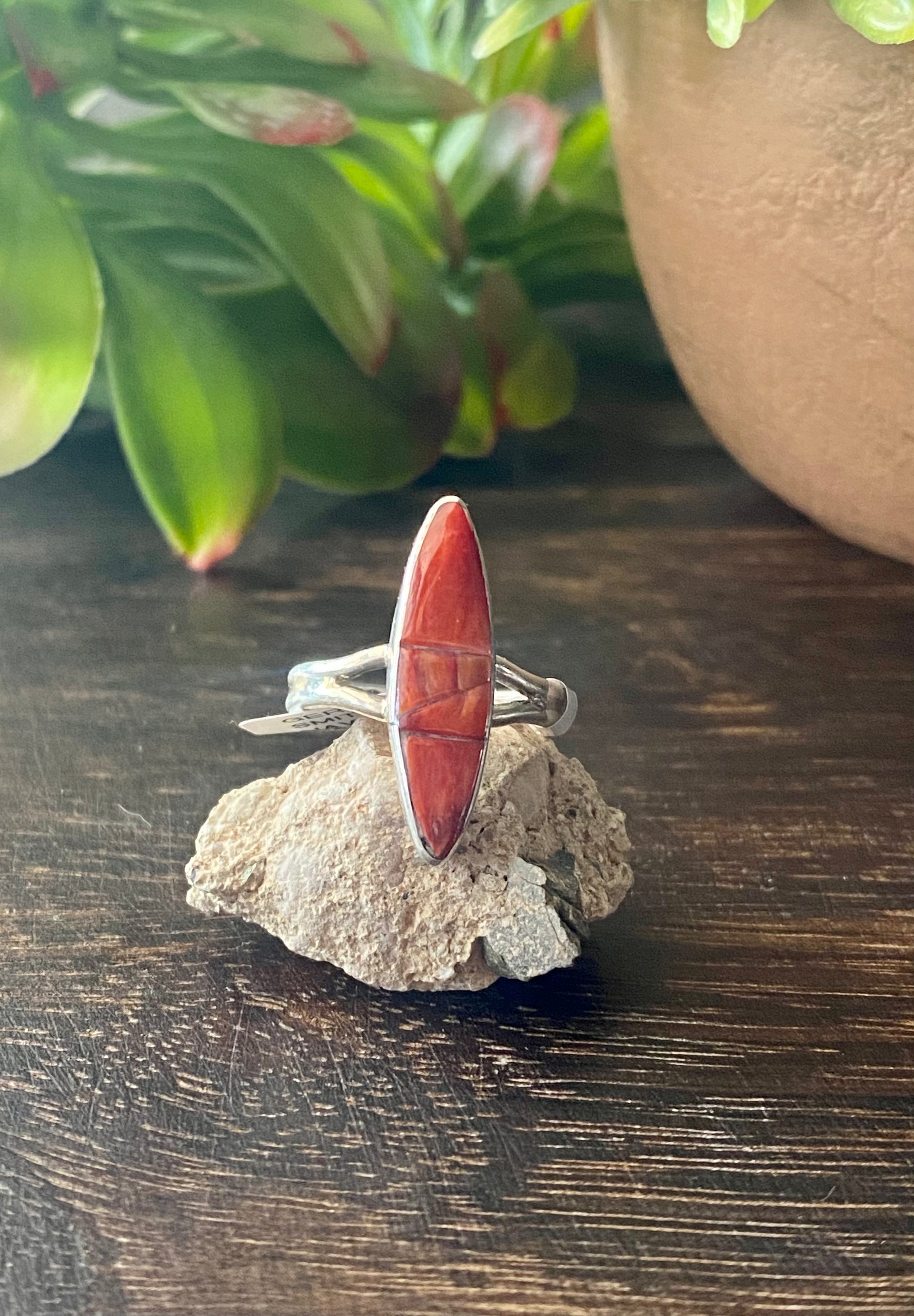Germane Smith Spiny Oys & Sterling Silver Cobblestone Ring Size 7