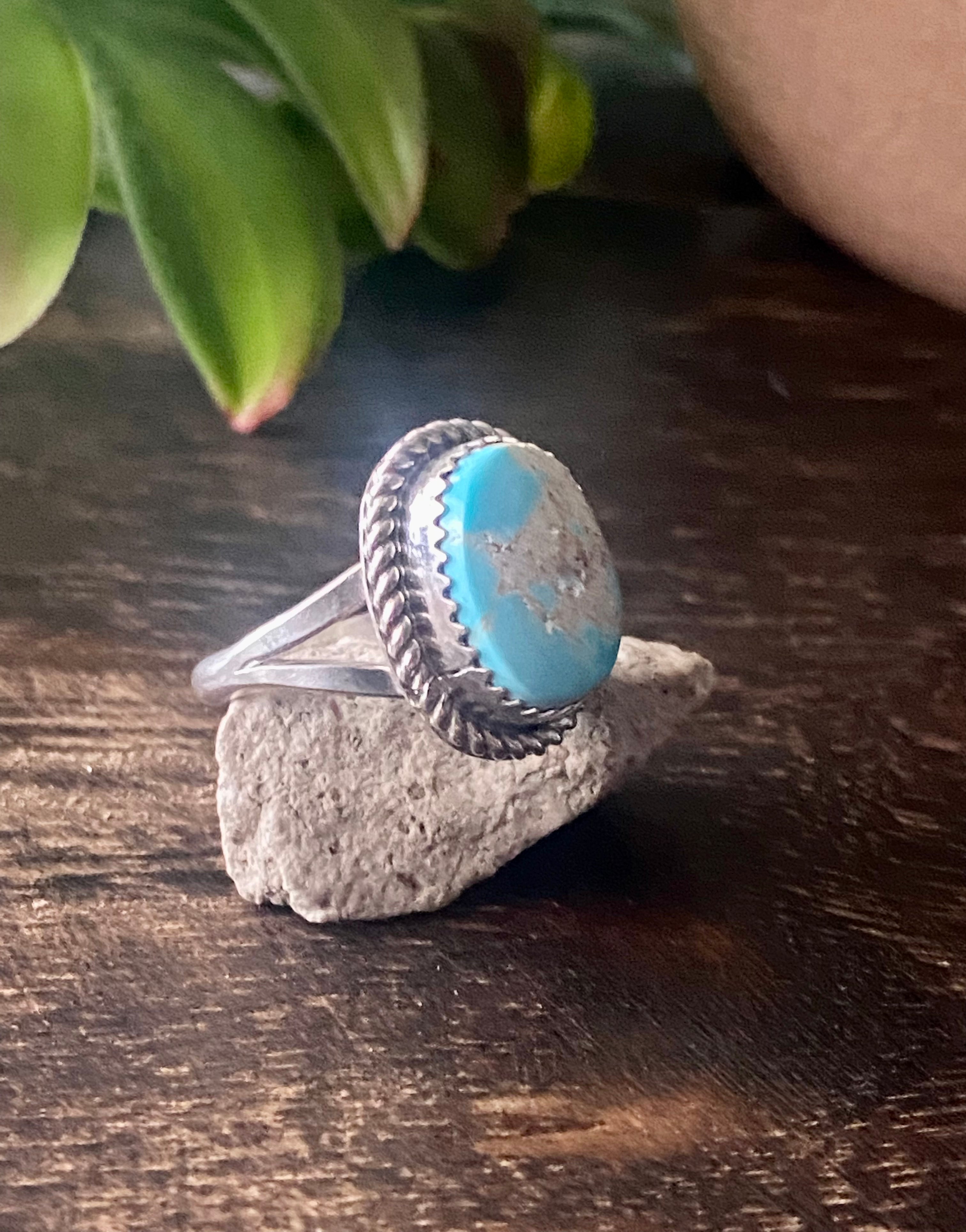 Reda Galvan South Hill Turquoise & Sterling Silver Ring Size 7.75