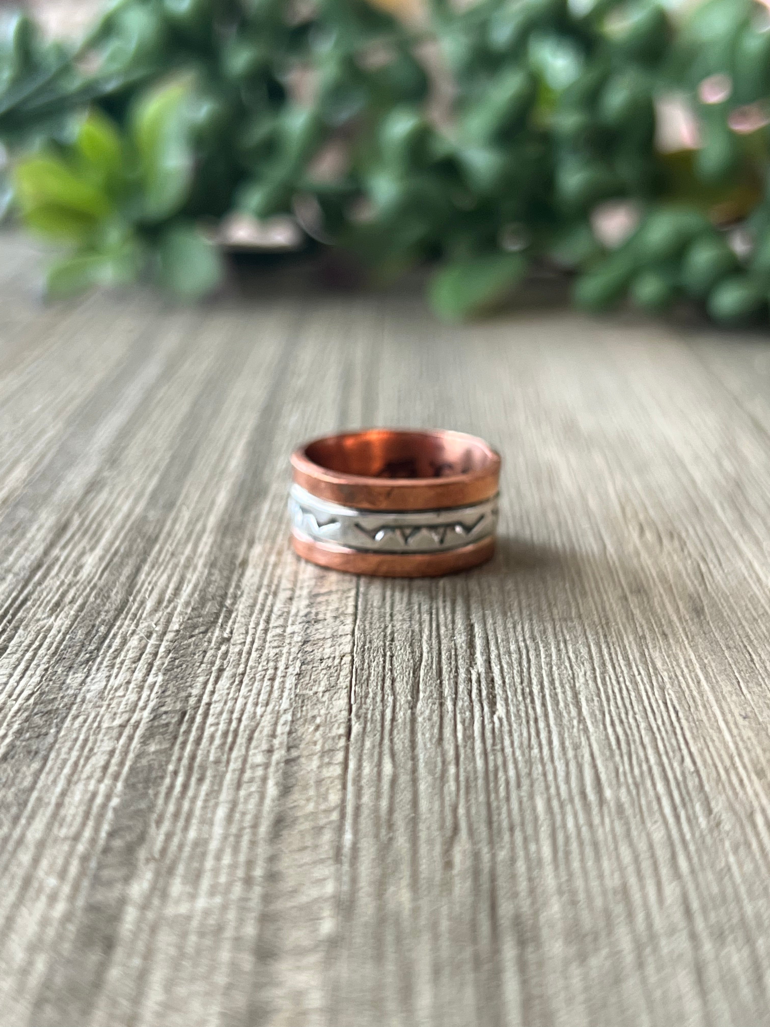 Navajo Made Copper & Sterling Silver Ring Size 6.25