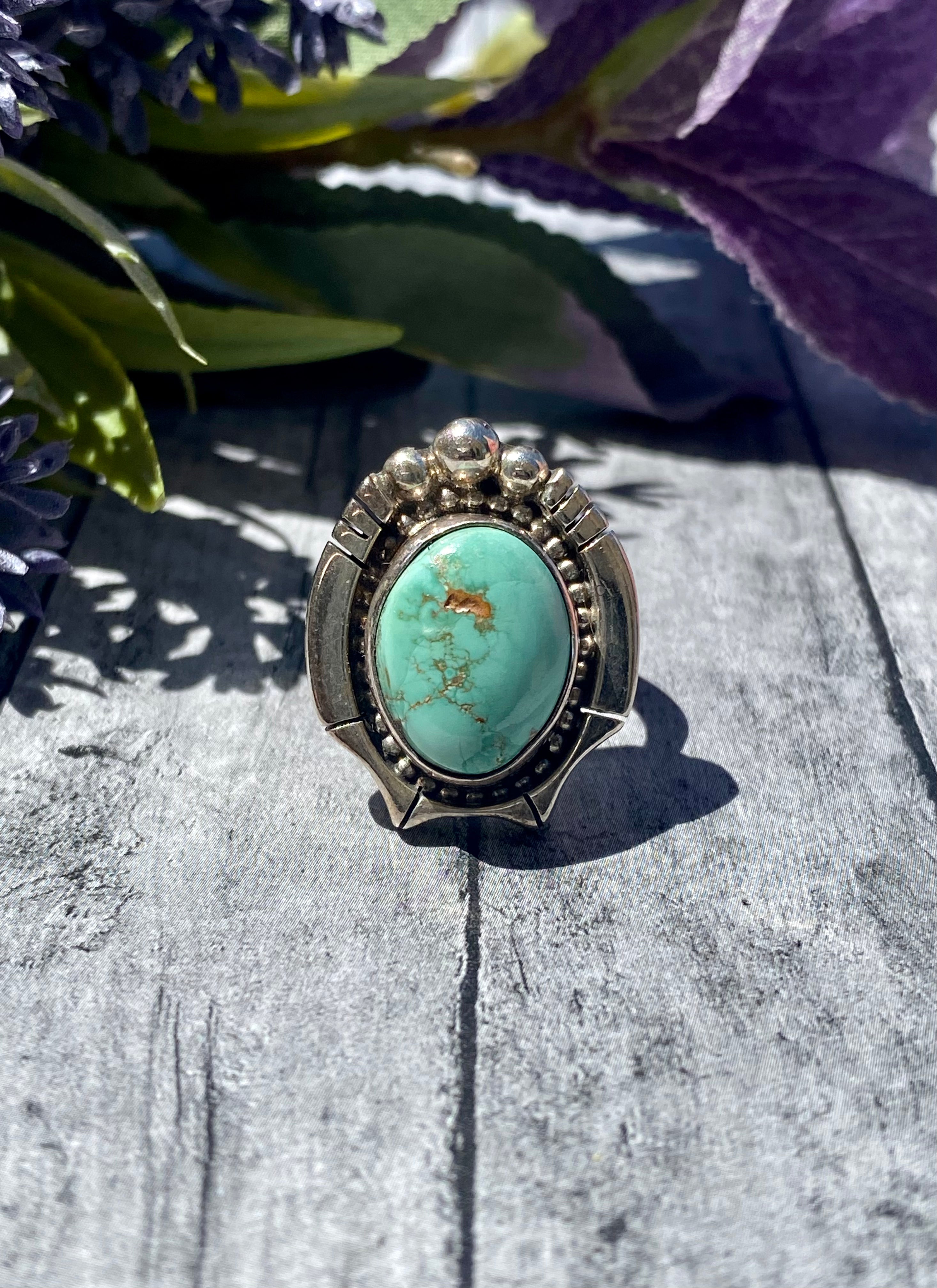 Sheila Becenti Royston Turquoise & Sterling Silver Ring Size 6