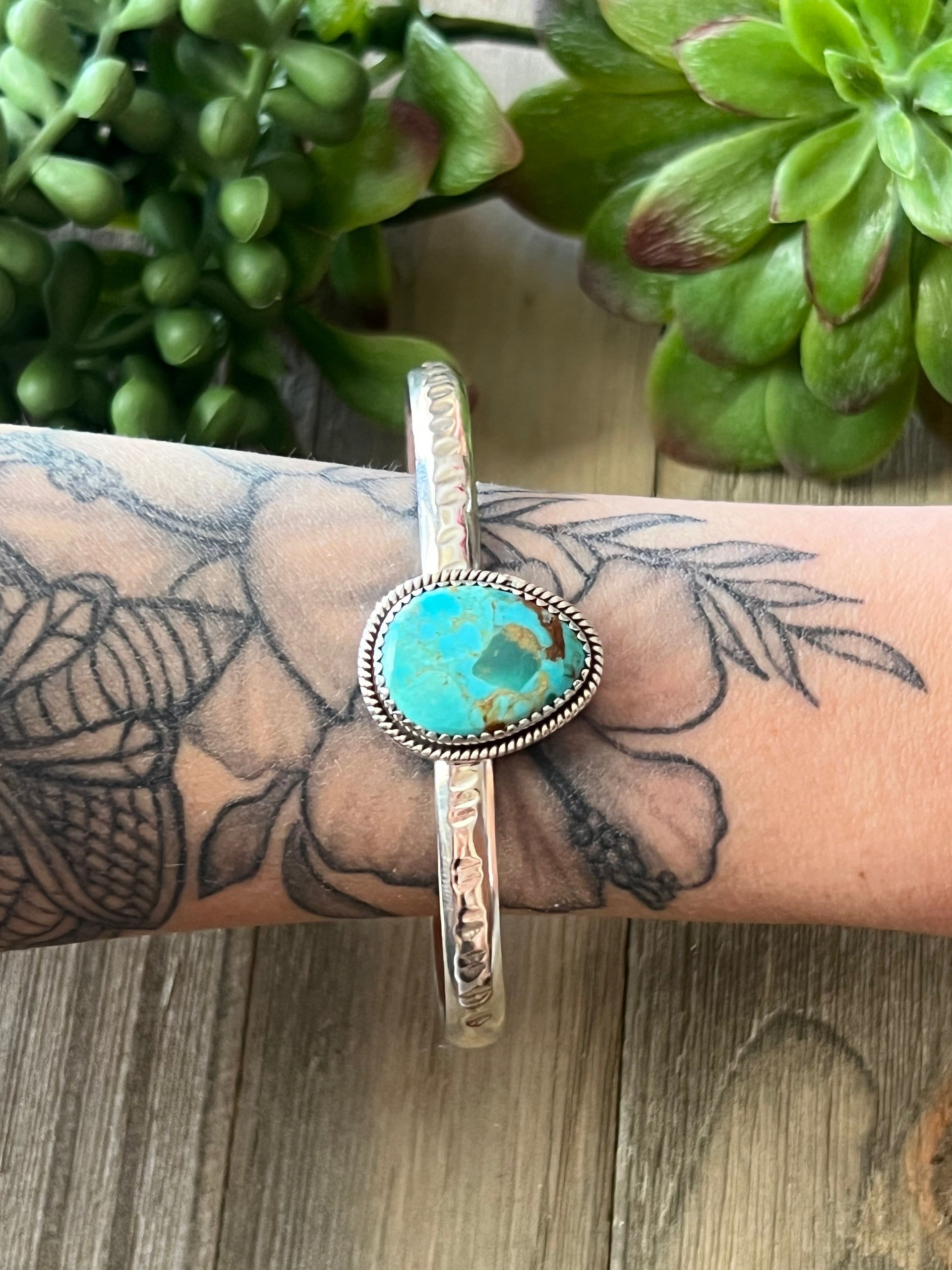Southwest Made Kingman Turquoise & Sterling Silver Cuff Bracelet