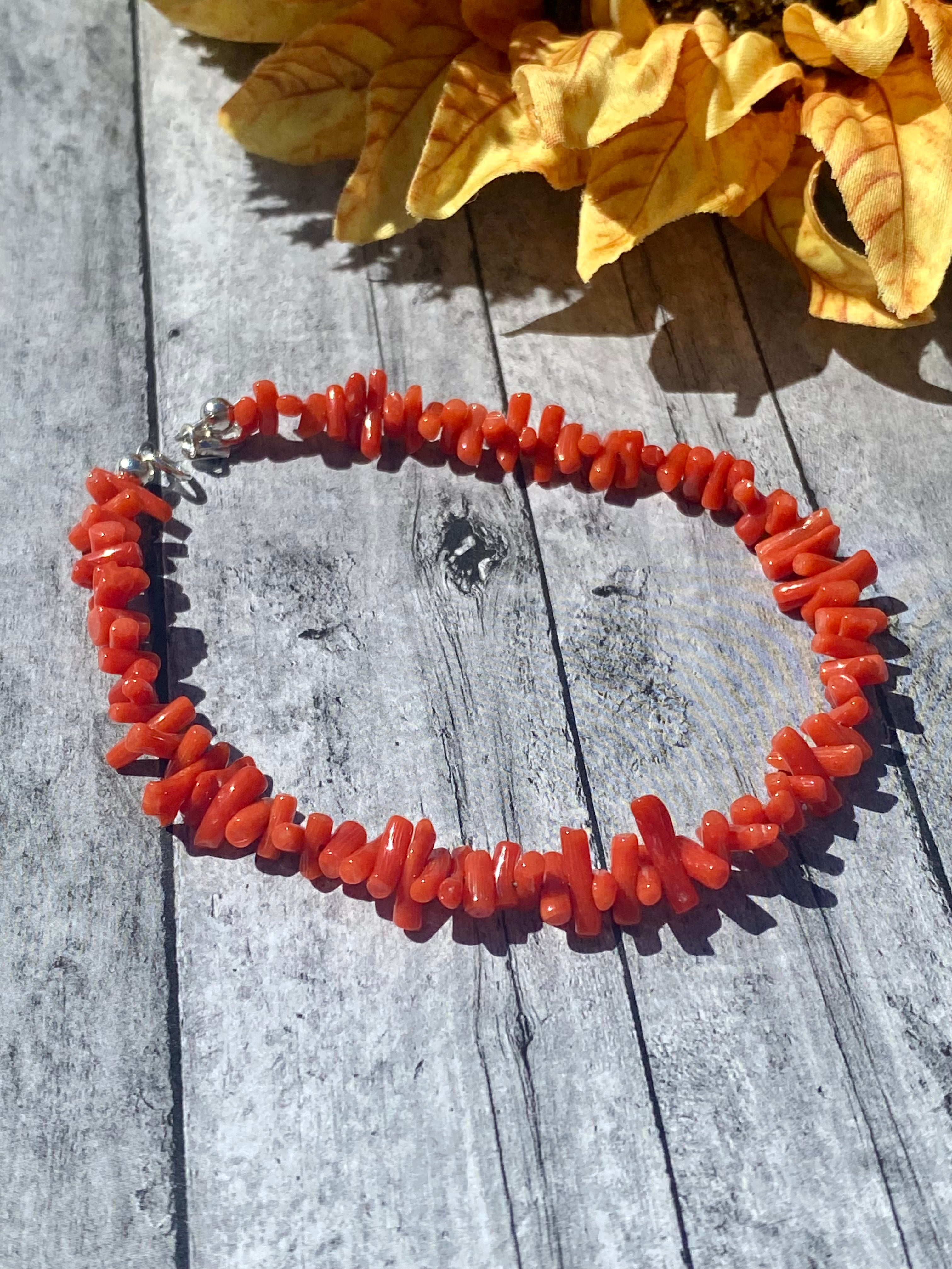 Handmade Southwest Red Coral & Sterling Silver Bracelet