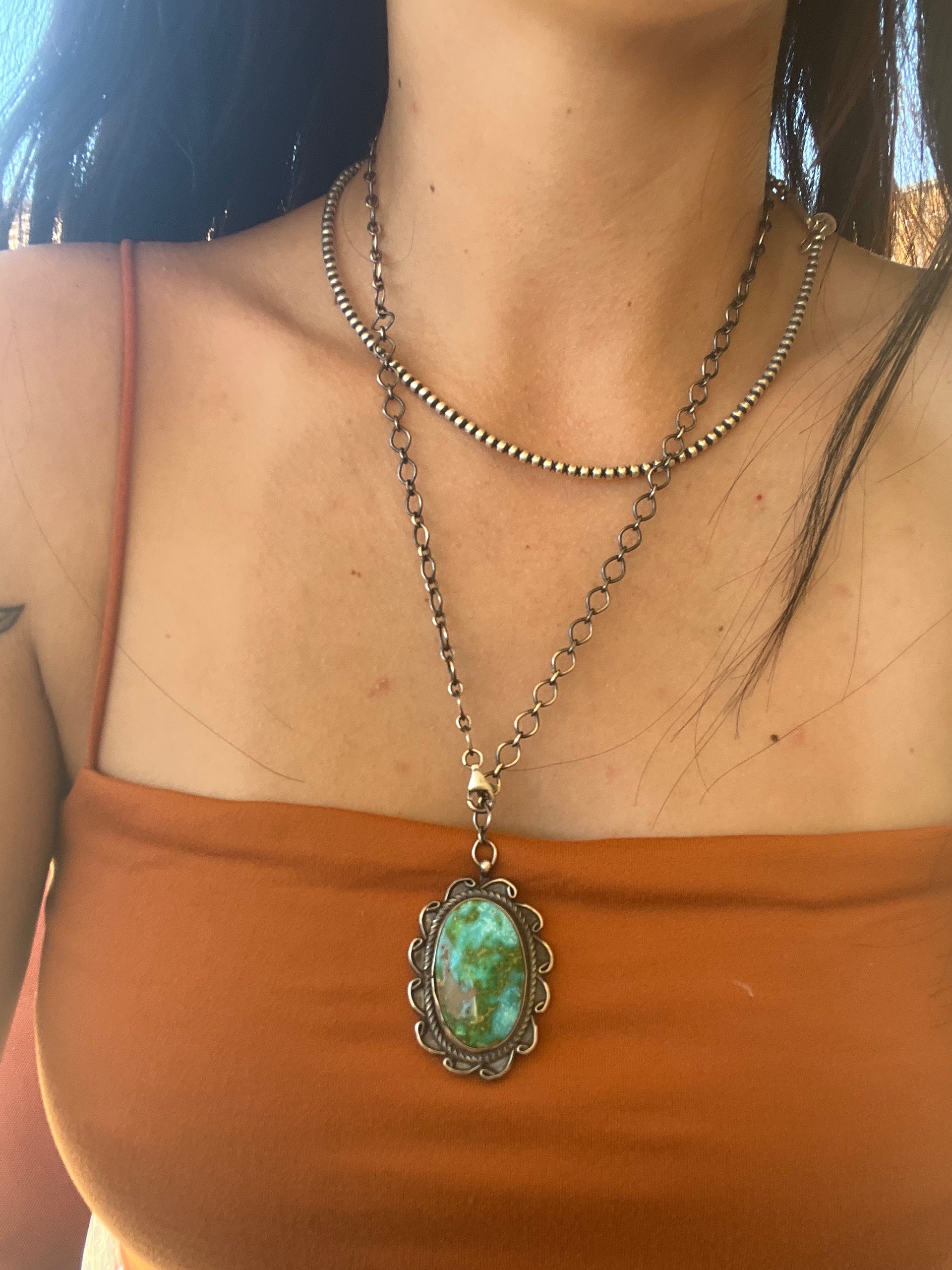 Sheila Becenti Sonoran Mountain Turquoise& Sterling Silver Necklace