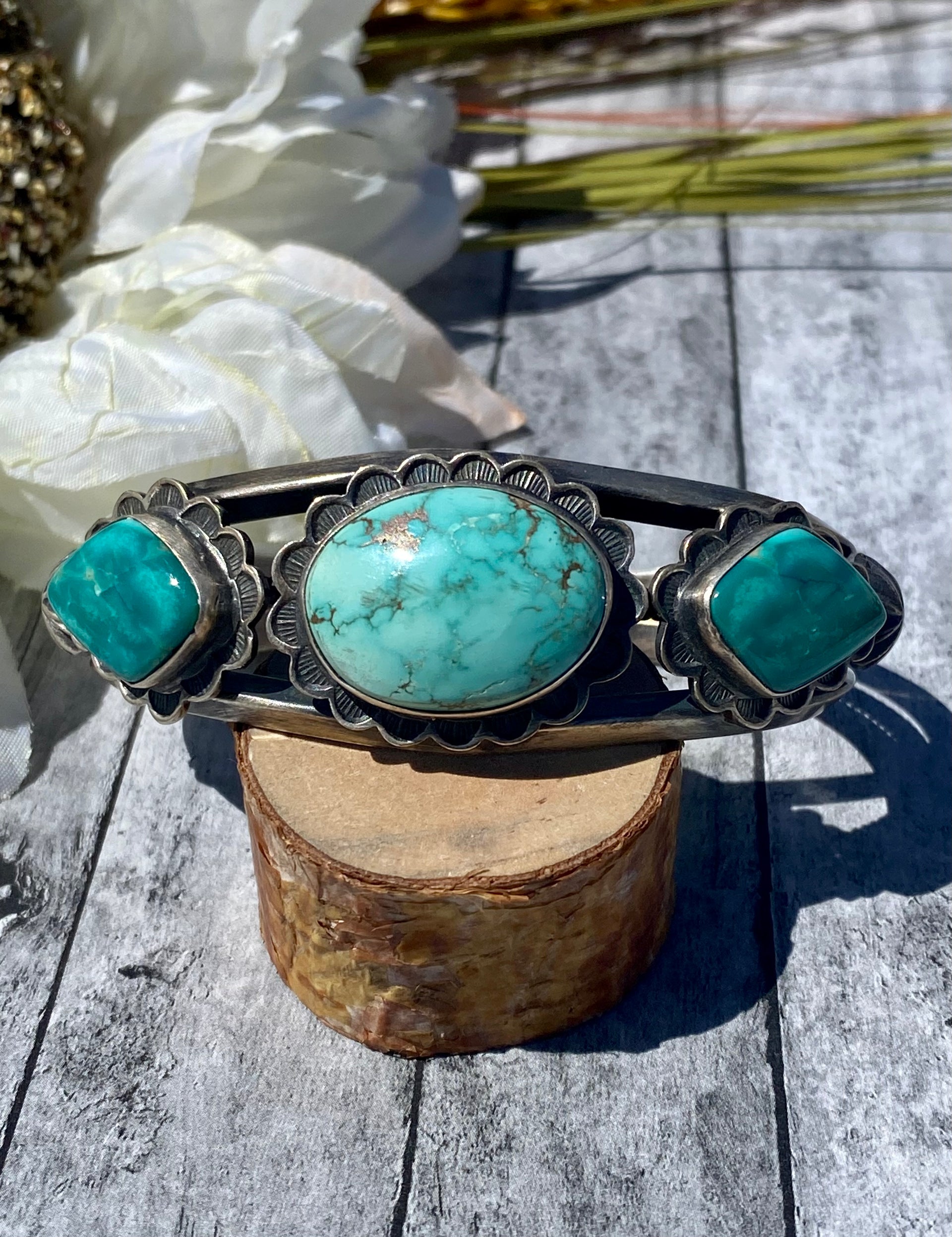 Navajo Made Turquoise & Sterling Silver Cuff Bracelet