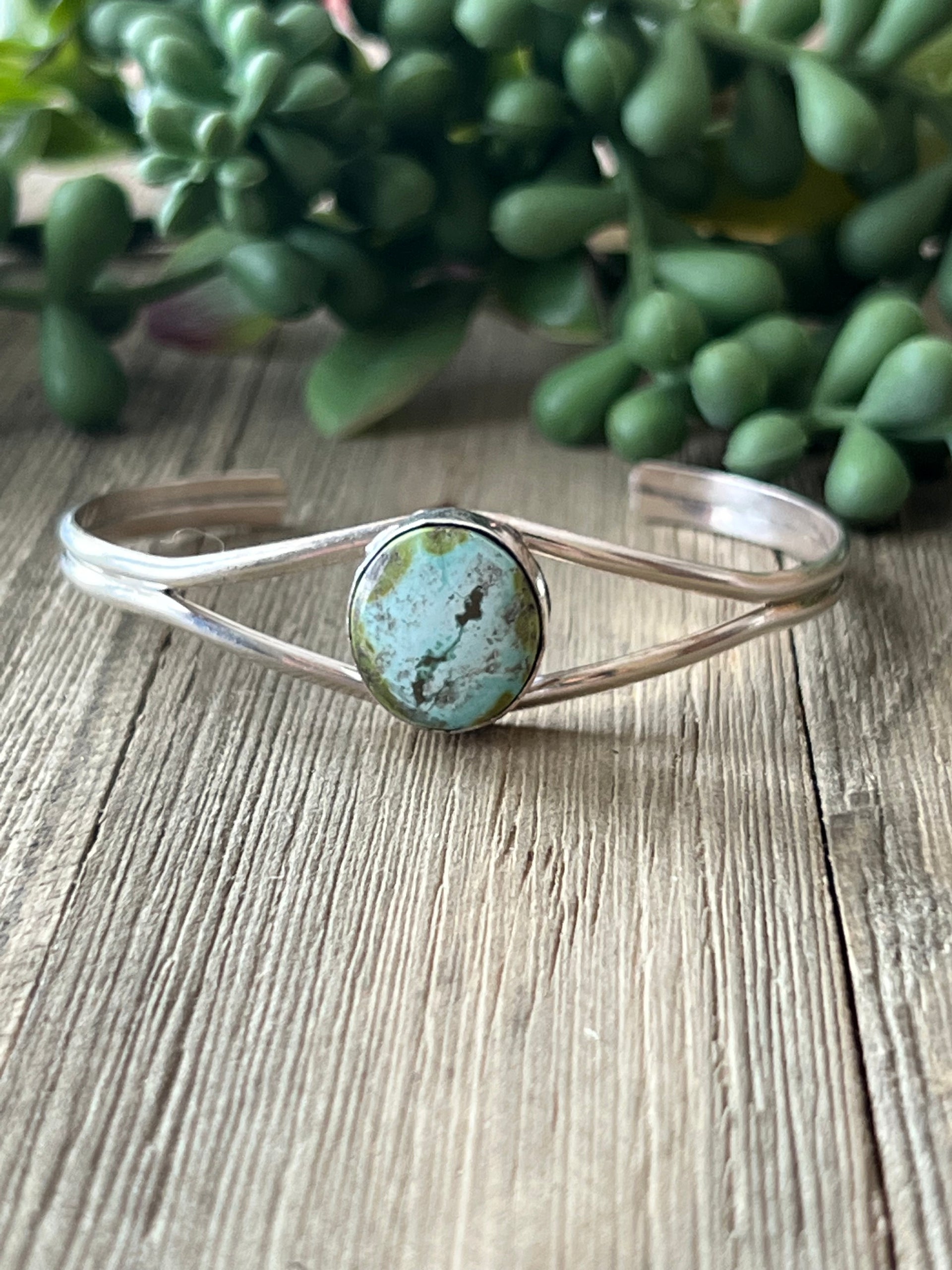 Navajo Made Sonoran Mountain & Sterling Silver Cuff Bracelet