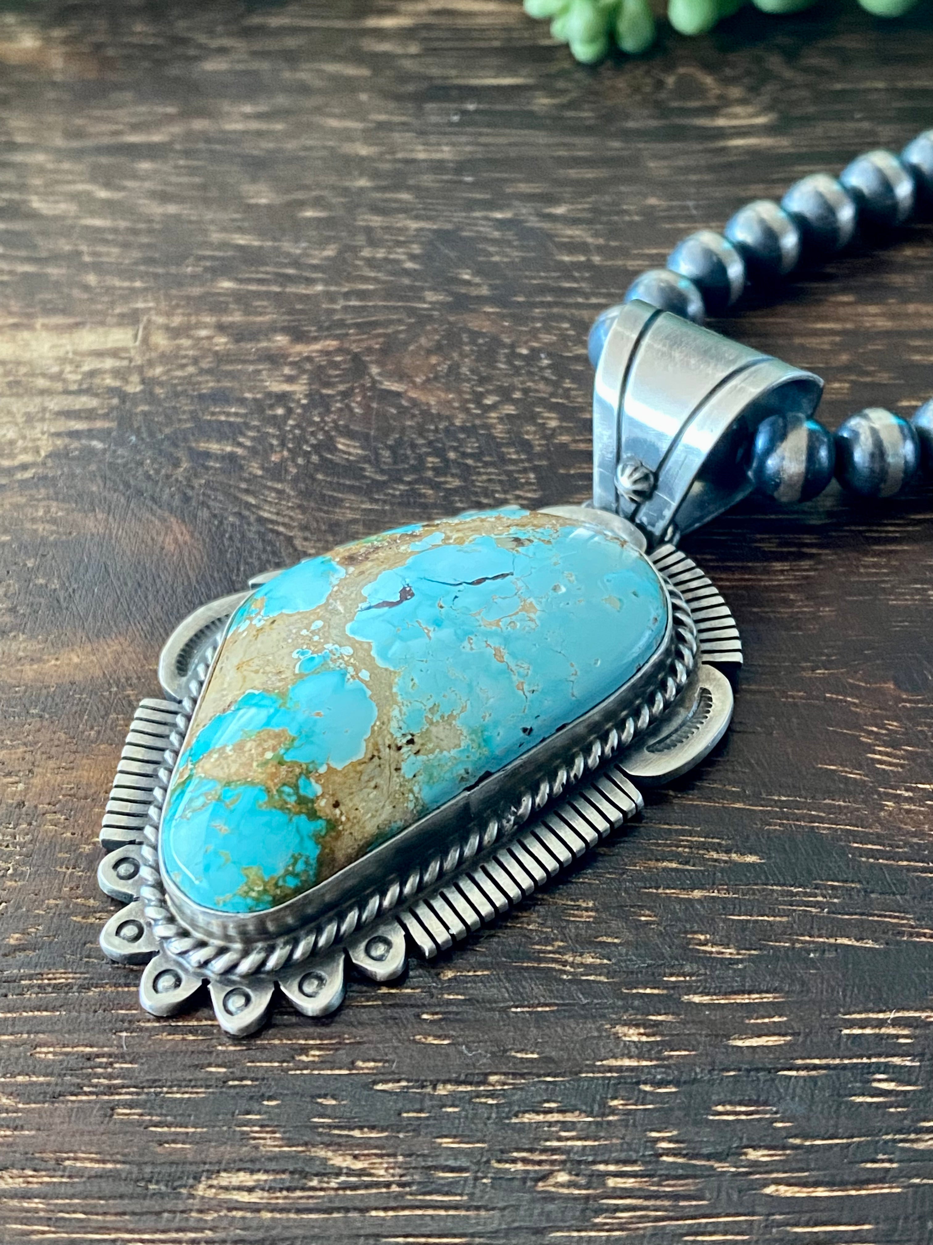 Russell Sam High Grade Royston Turquoise & Sterling Silver Pendant