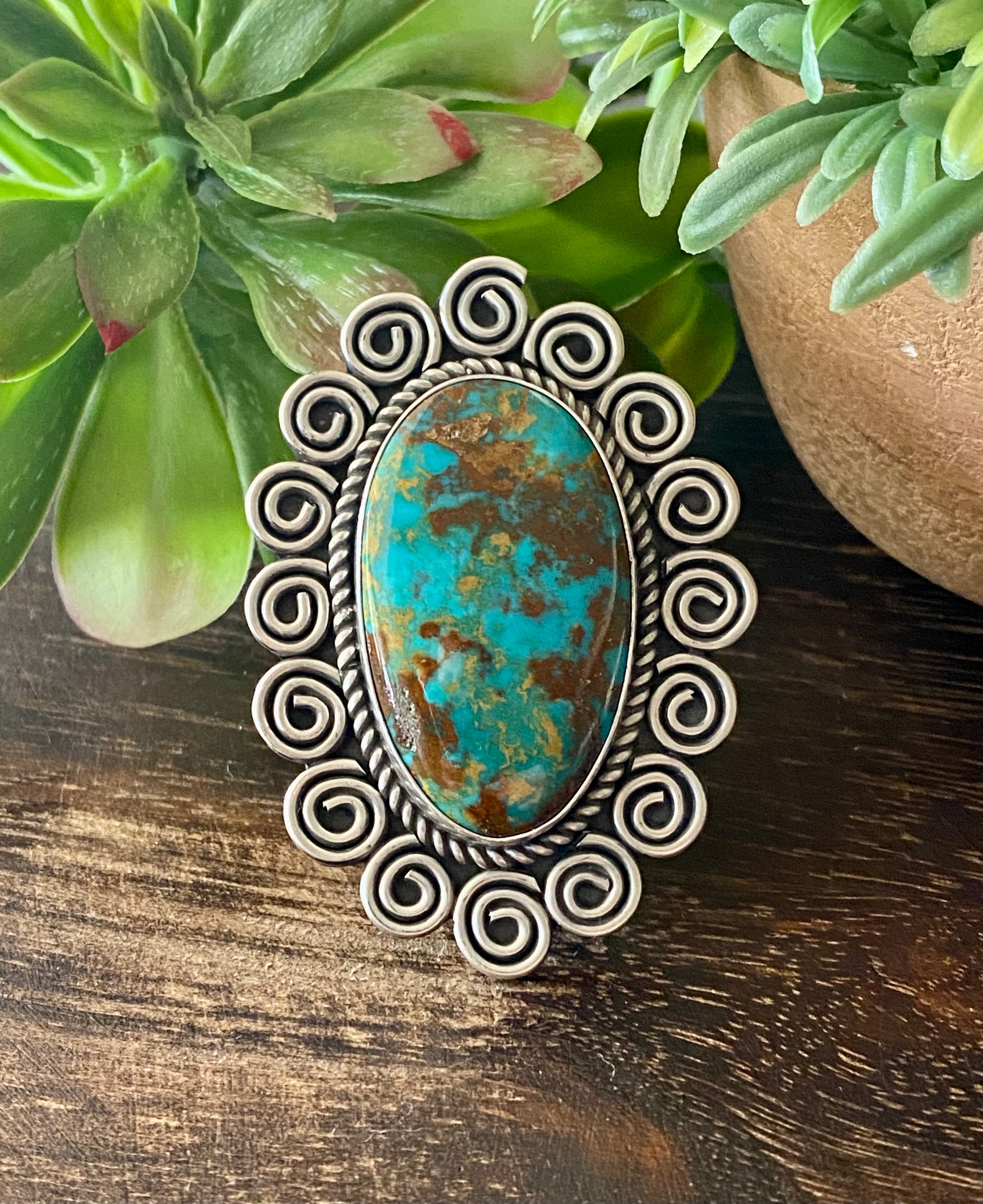 Alex Sanchez Kings Manassa Turquoise & Sterling Silver Ring Size 9.5