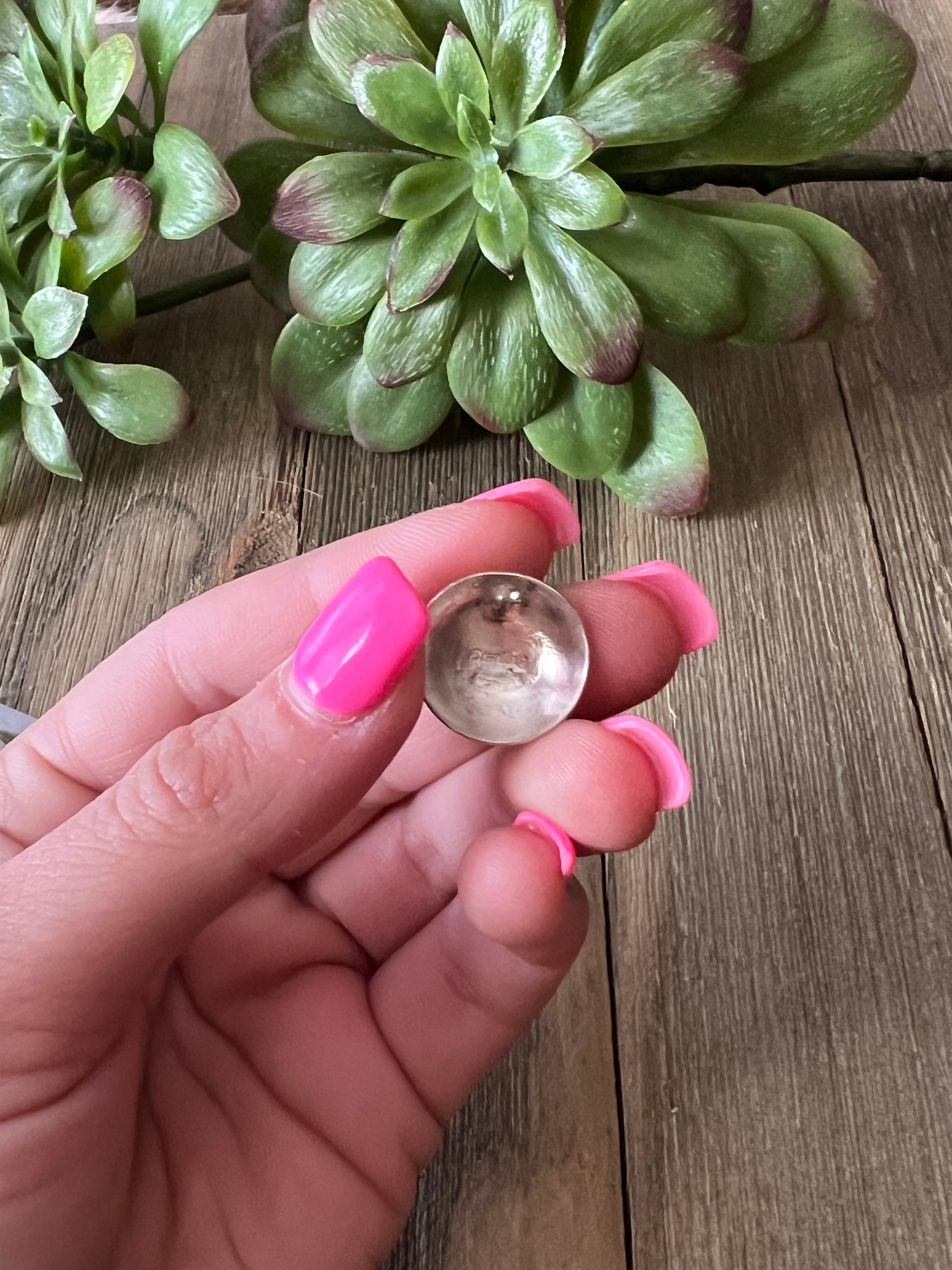 Navajo Made Mother Of Pearl & Sterling Silver Post Earrings