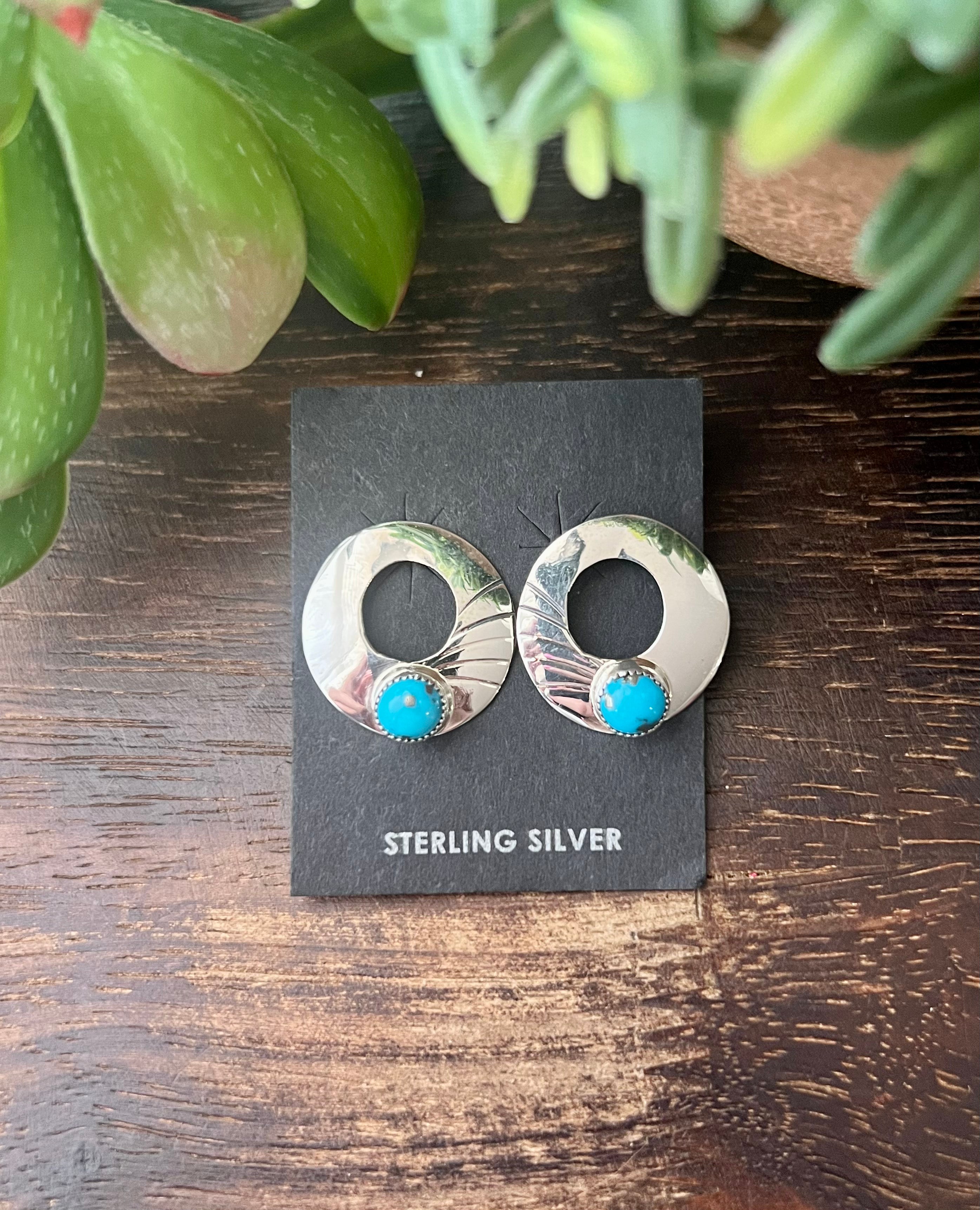 Jon Begay Kingman Turquoise & Sterling Silver Post Earrings