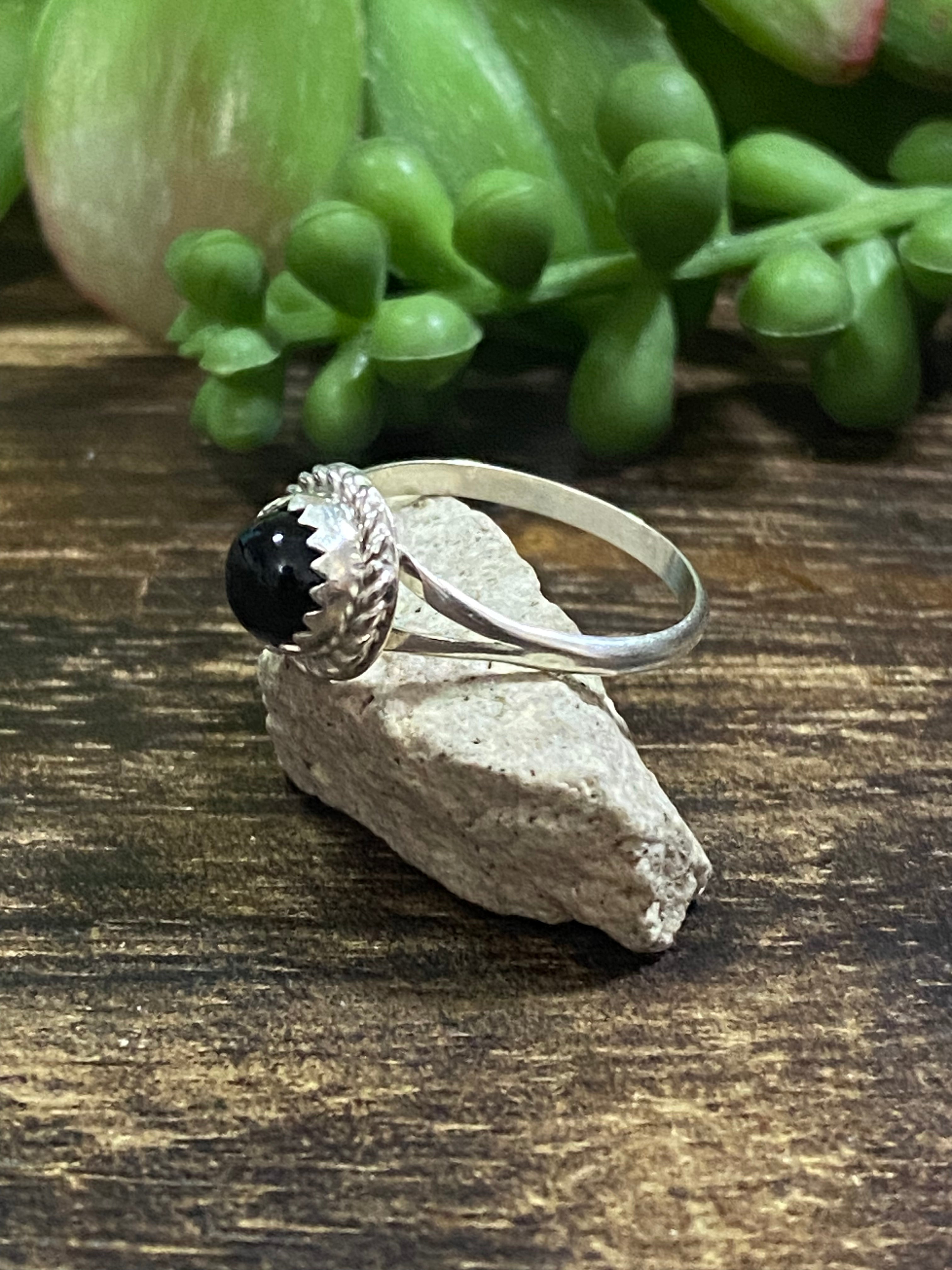 Navajo Made Onyx & Sterling Silver Ring