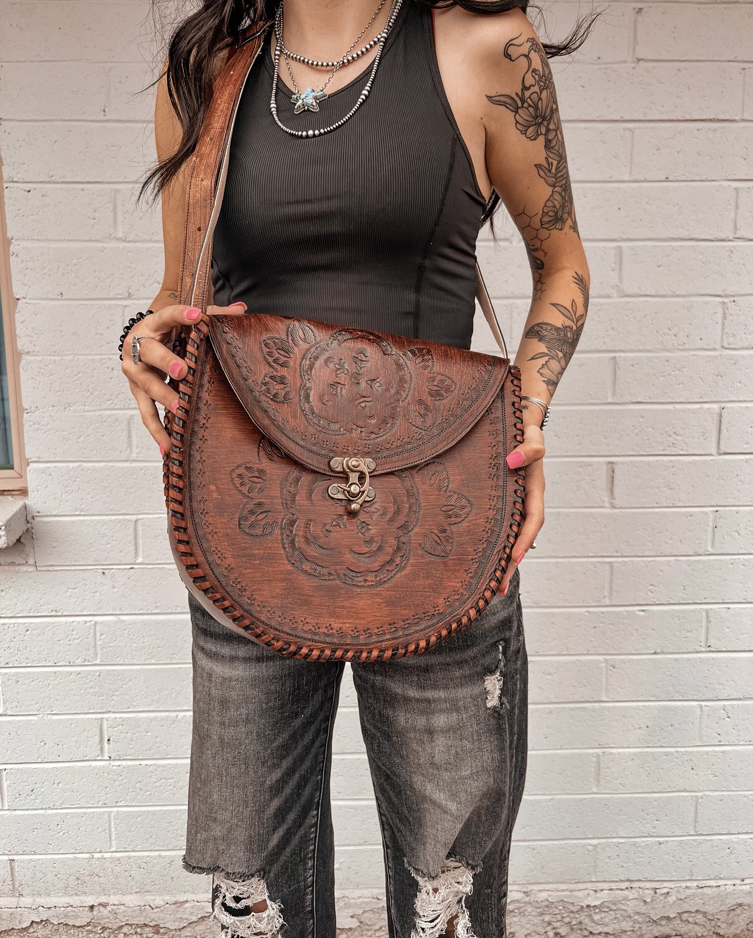 Handmade 100% Large Crossbody Semi Round Leather Handbags