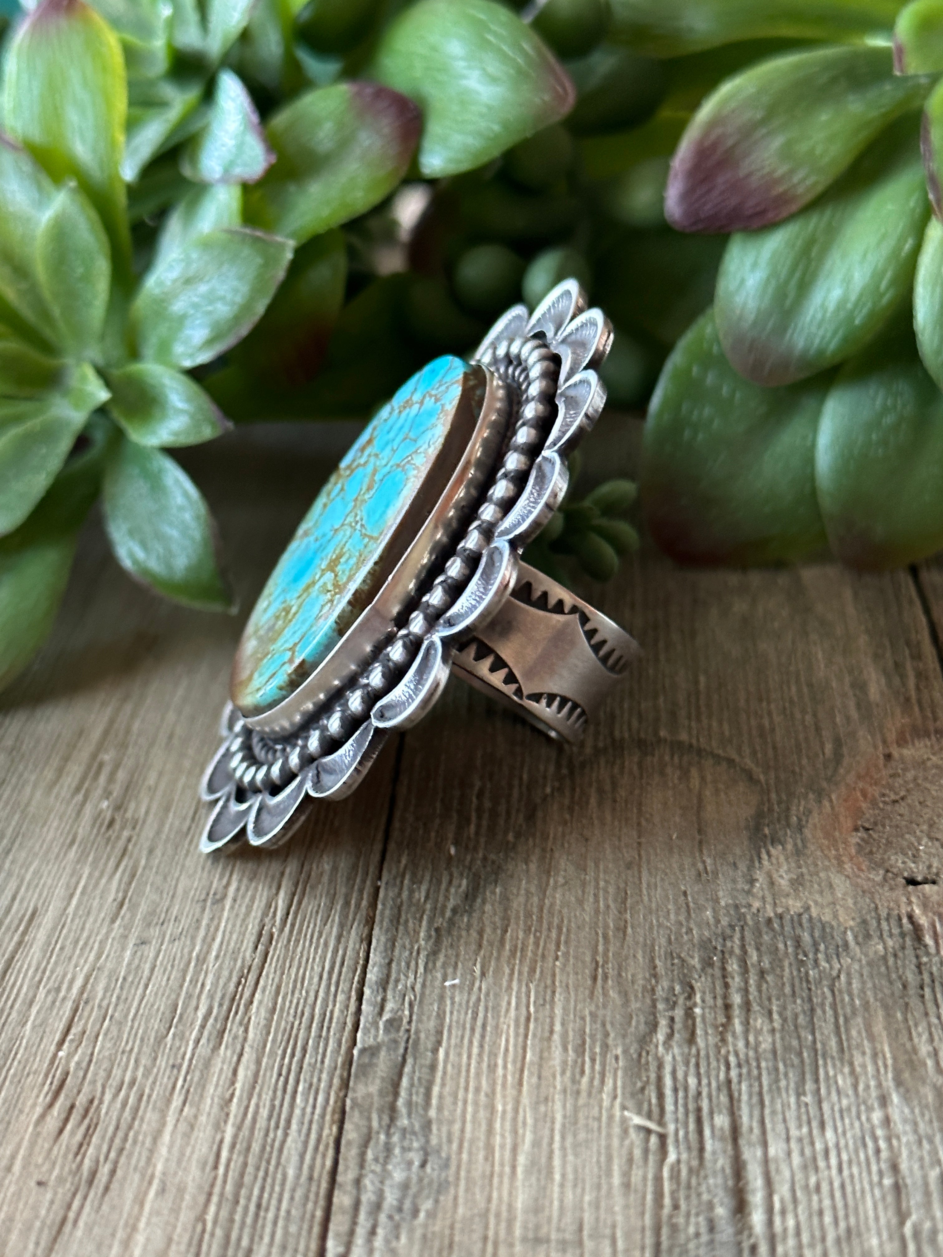 Alex Sanchez Natural Royston Turquoise & Sterling Silver Adjustable Ring