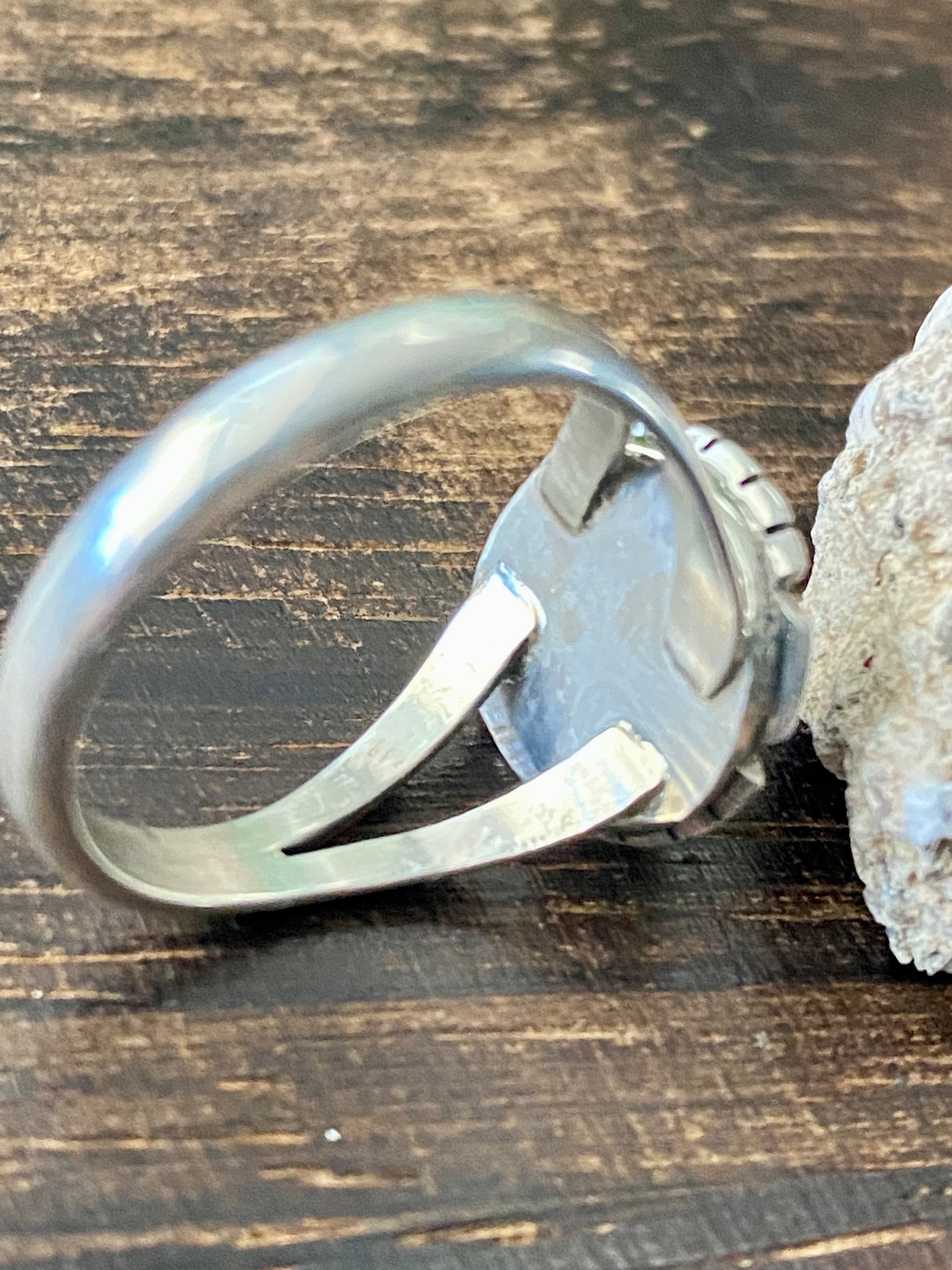 Navajo Made White Opal & Sterling Silver Rings