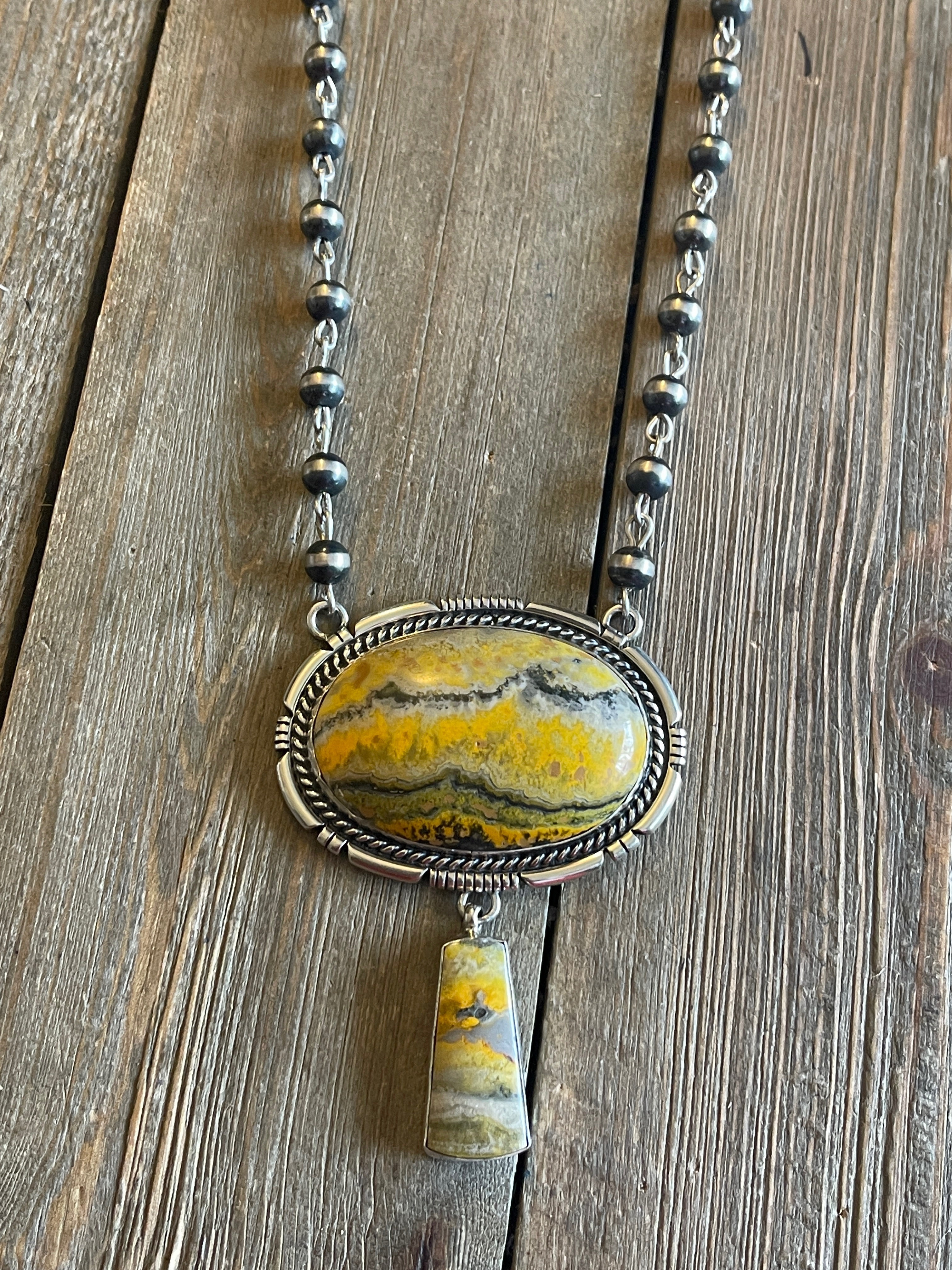 Russell Sam Bumblebee Jasper & Sterling Silver Necklace