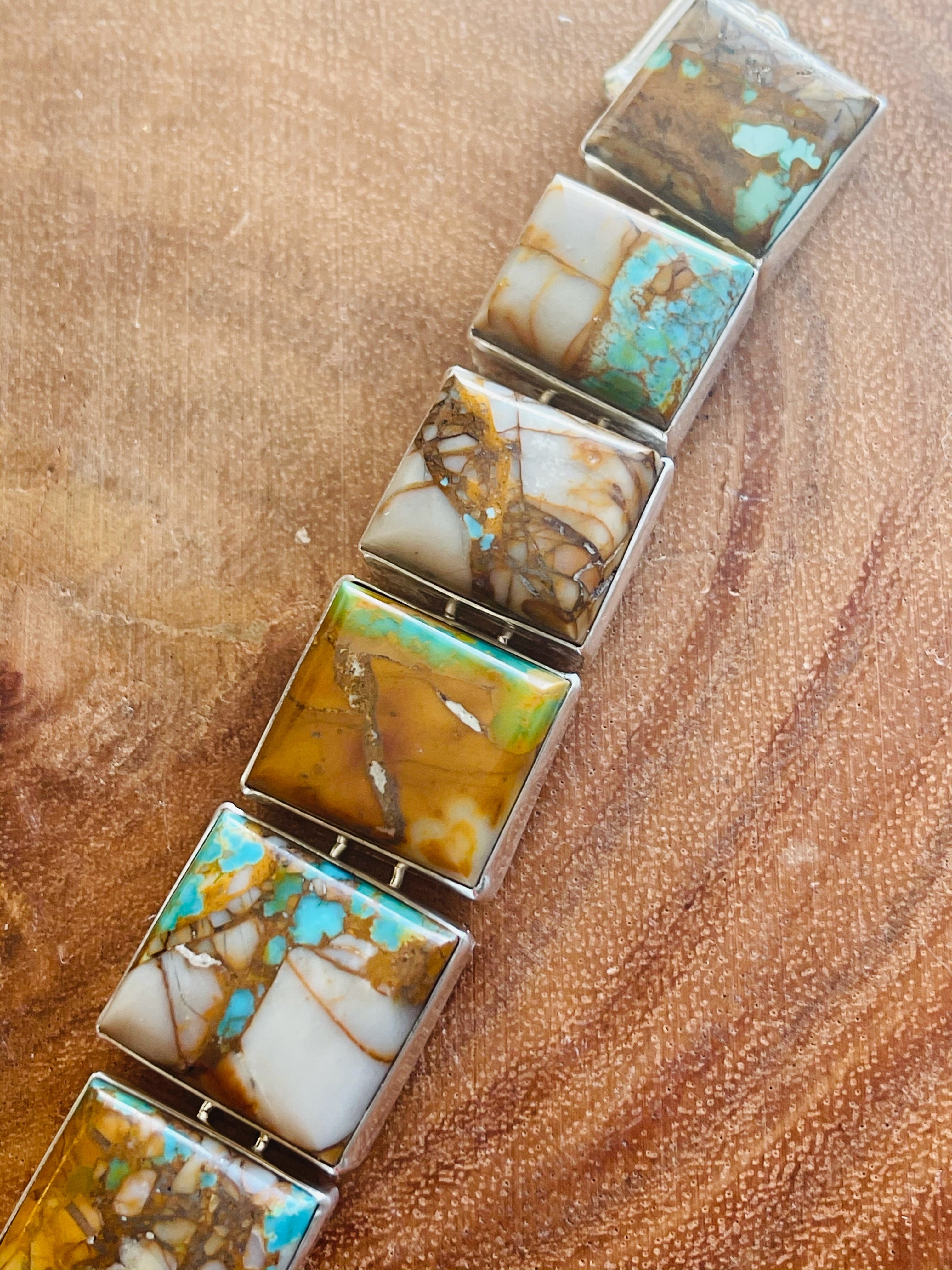 Vintage Native American Royston Turquoise Link Bracelet