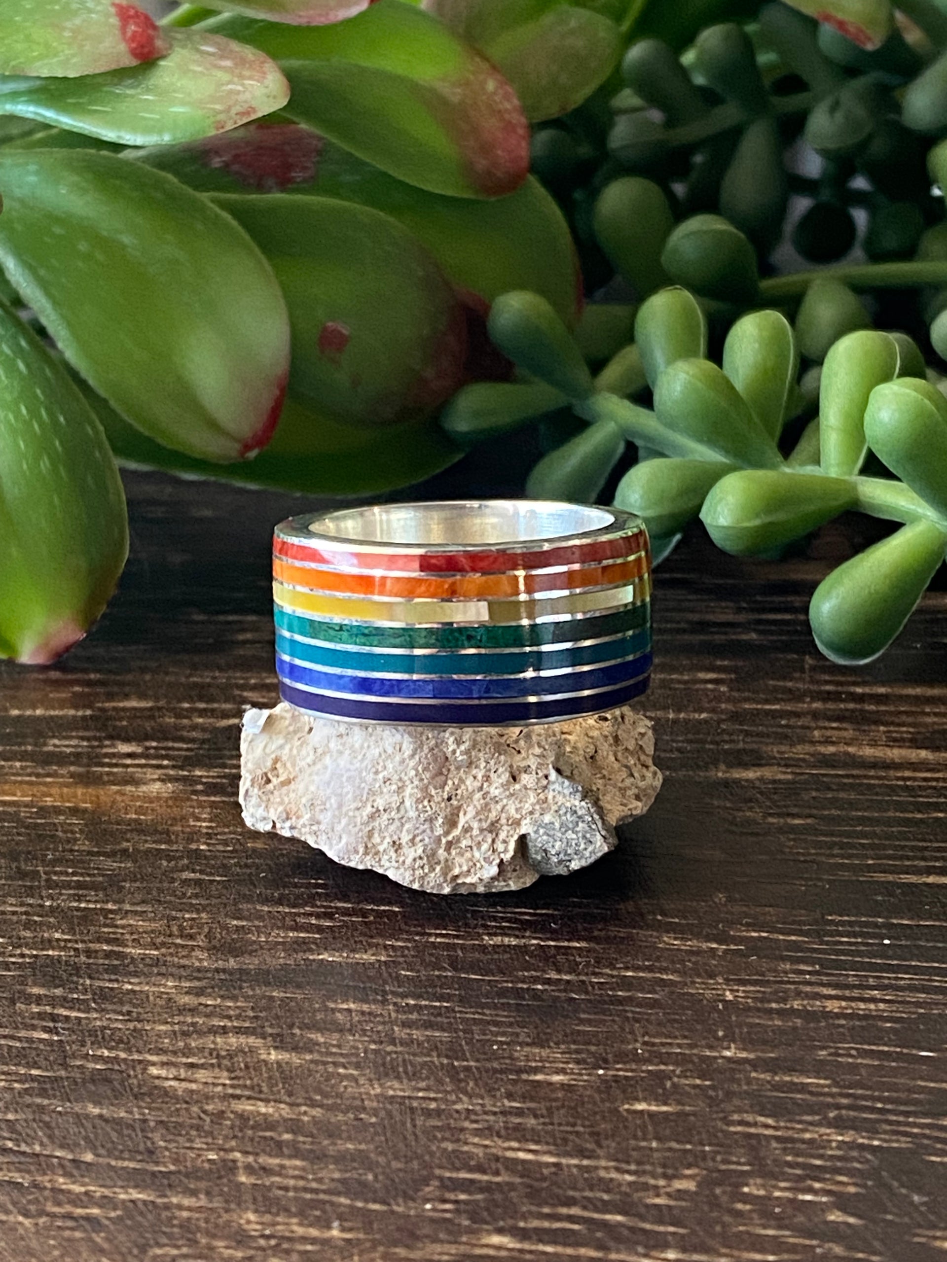 Southwest Handmade Multi Stone & Silver Inlay Rings