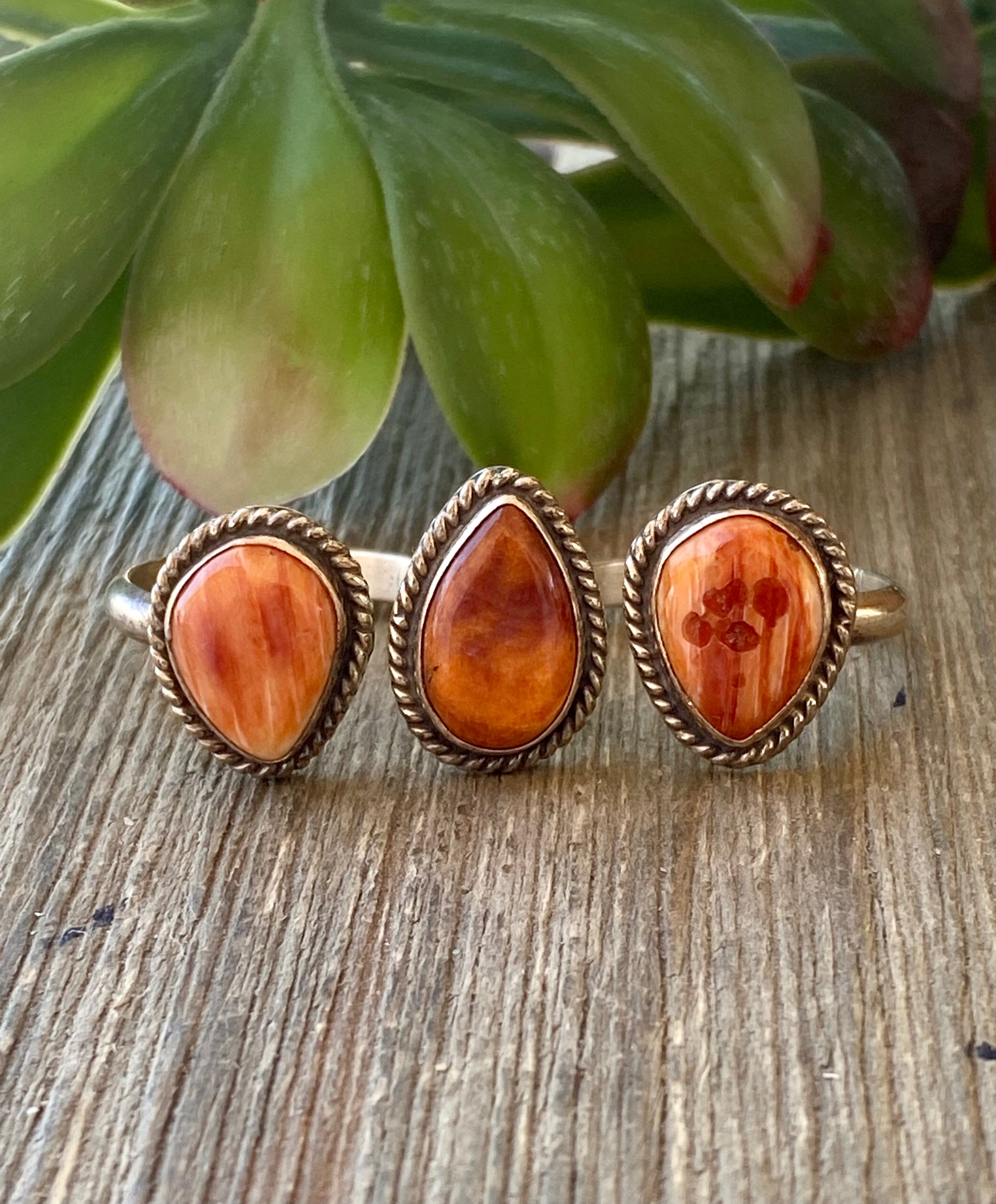 Navajo Made Spiny Oyster & Sterling Silver Knuckle Adjustable Ring